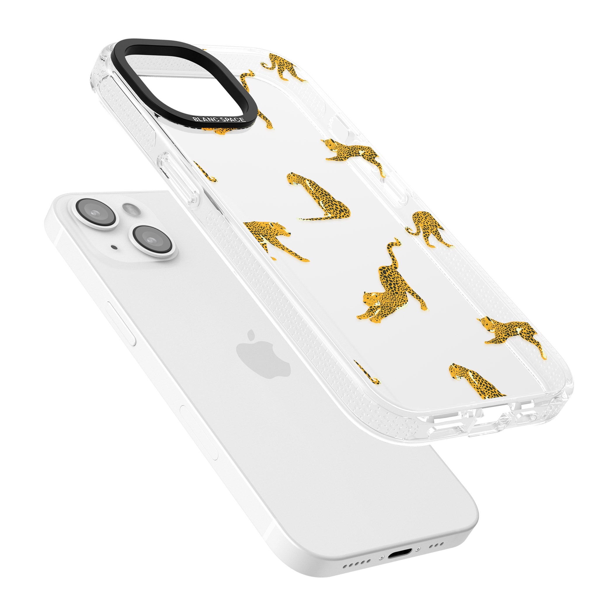 Clear Jaguar Jungle Cat Pattern iPhone 15 / 14 / 13 Clear Case Impact Air - Blanc Space