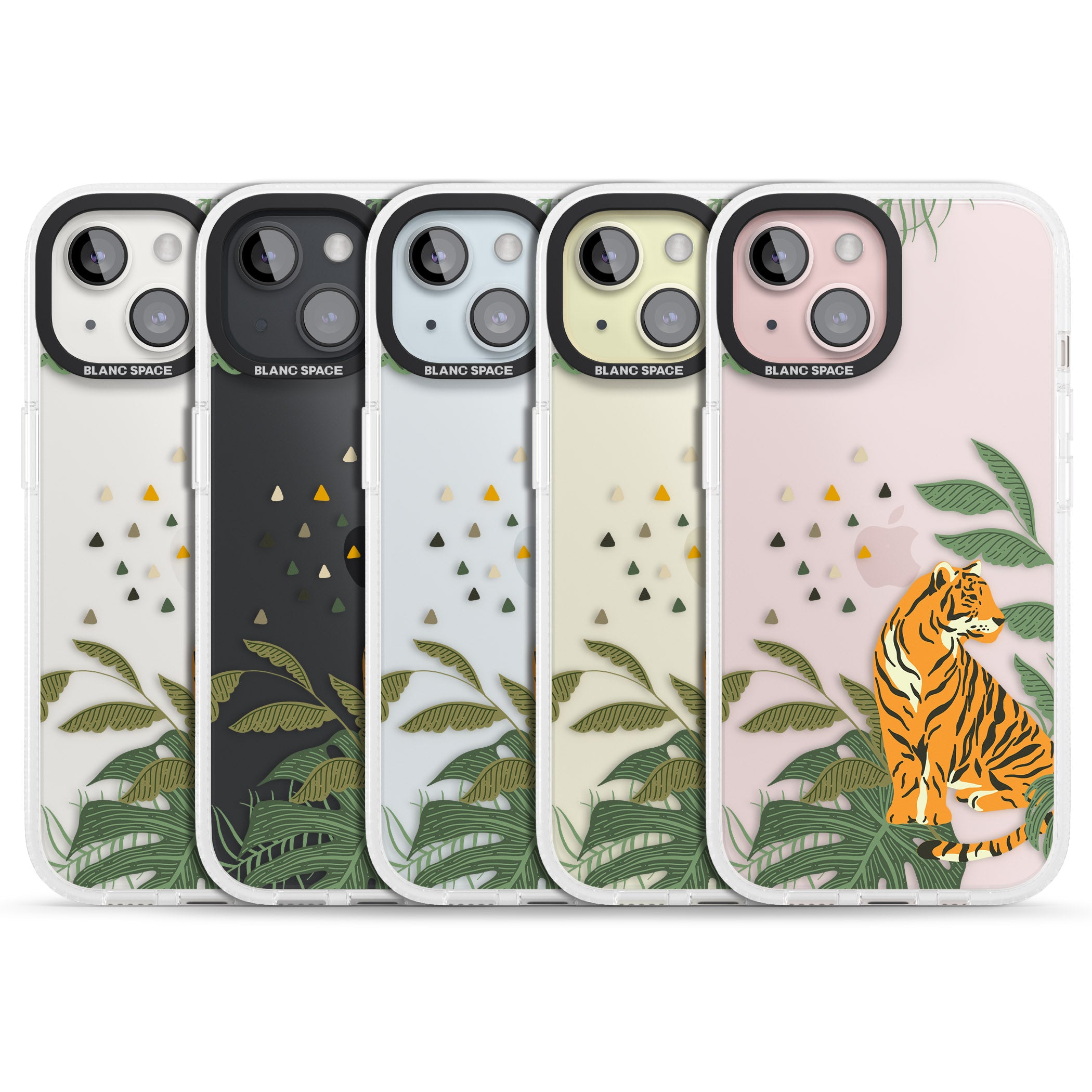 Large Tiger Clear Jungle Cat Pattern iPhone 15 / 14 / 13 Clear Case Impact Air - Blanc Space
