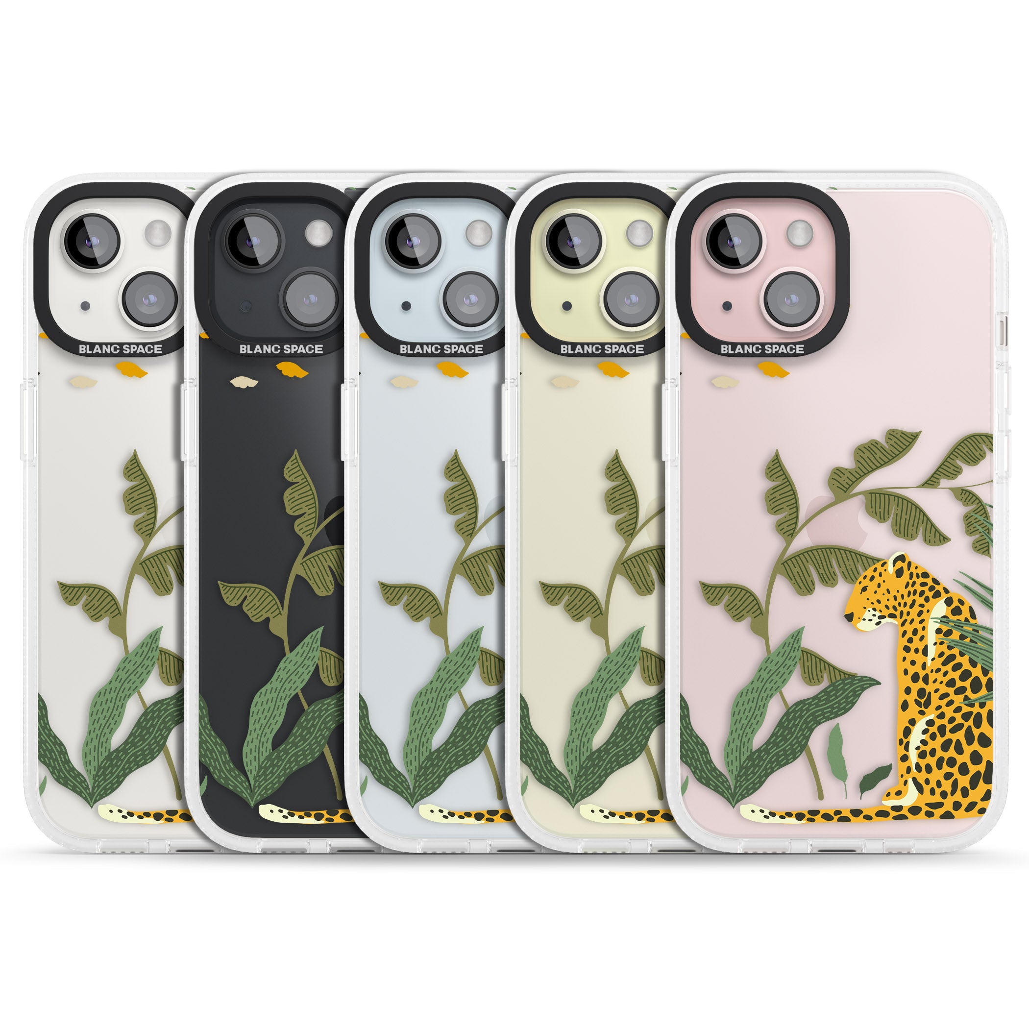 Large Jaguar Clear Jungle Cat Pattern iPhone 15 / 14 / 13 Clear Case Impact Air - Blanc Space