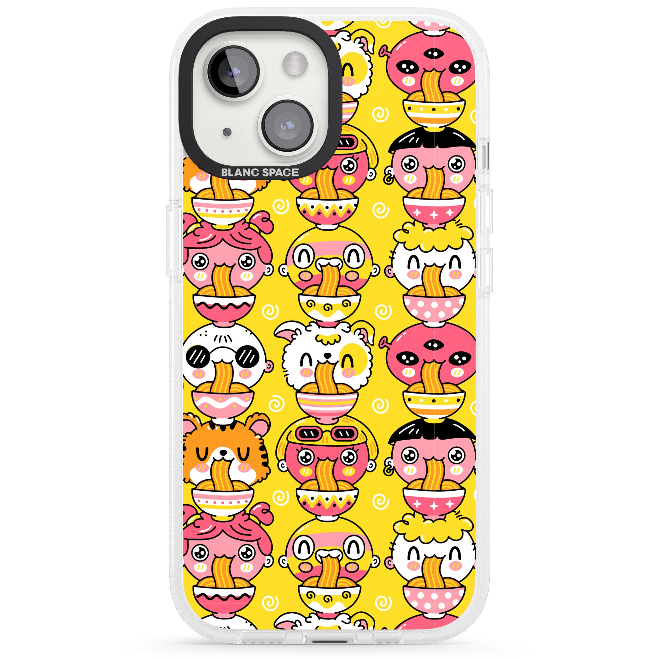 Ramen Noodle Kawaii Pattern iPhone 15 / 14 / 13 Clear Case Impact Air - Blanc Space