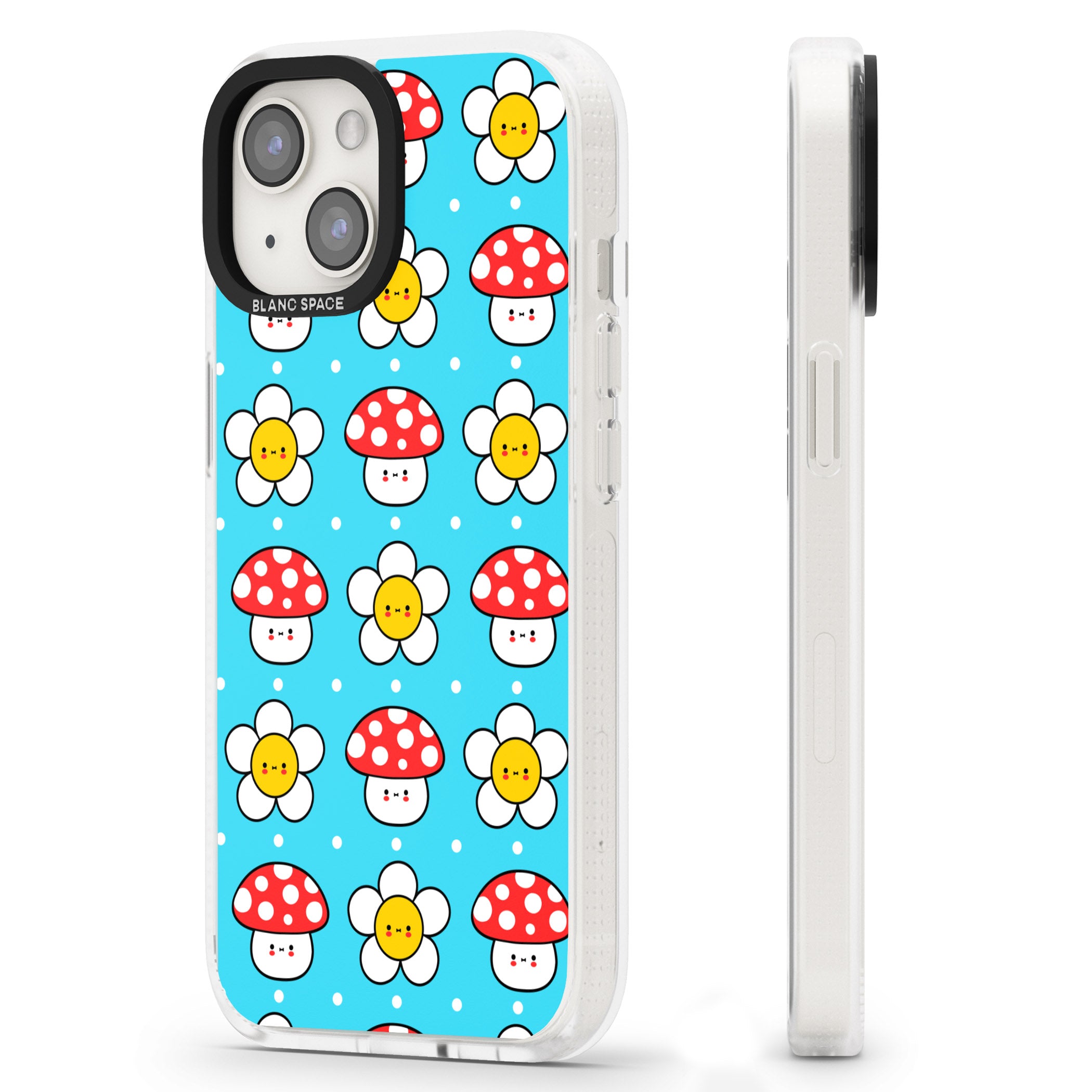 Shroom Bunnies Kawaii Pattern iPhone 15 / 14 / 13 Clear Case Impact Air - Blanc Space