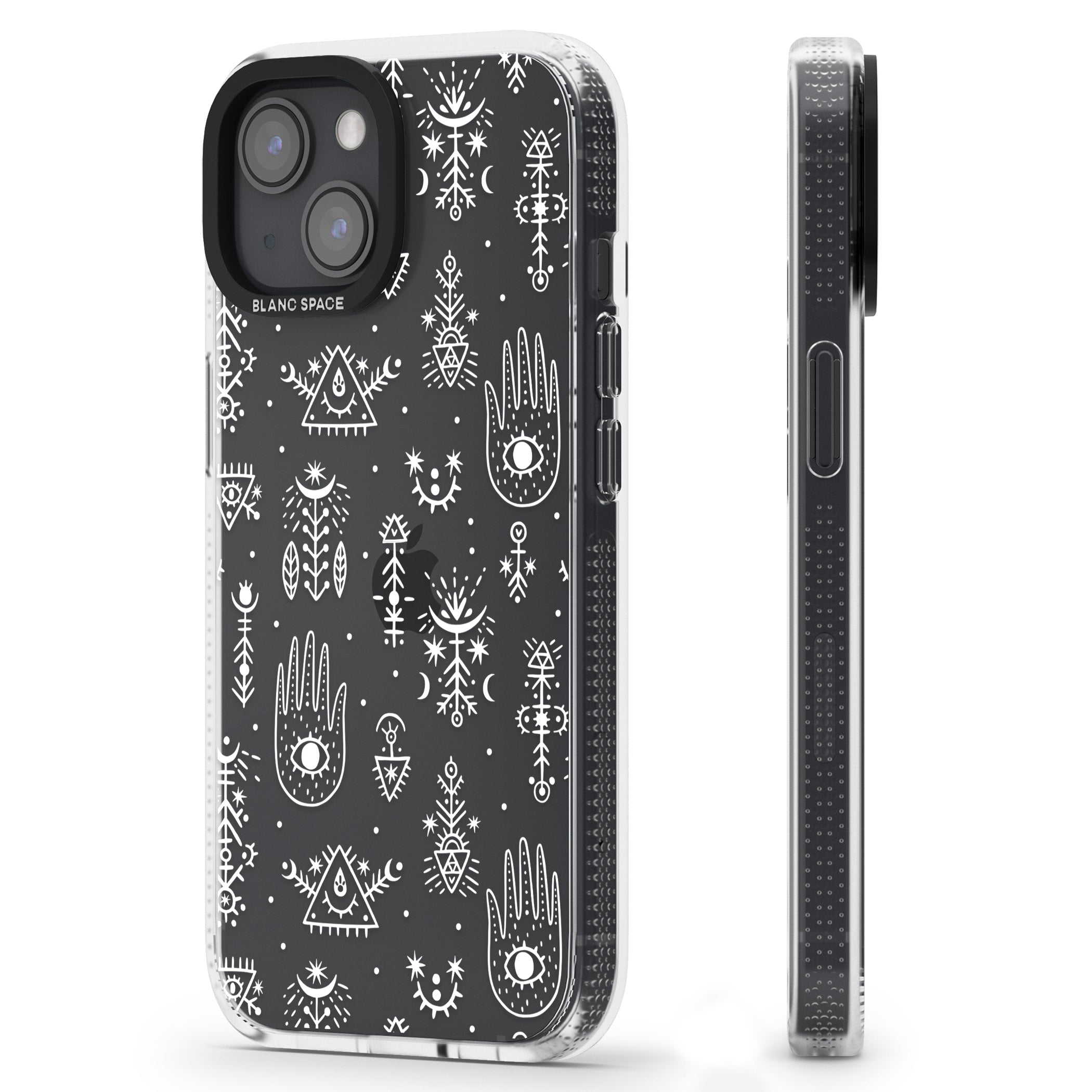 Black Tribal Palms iPhone 15 / 14 / 13 Clear Case Impact Air - Blanc Space