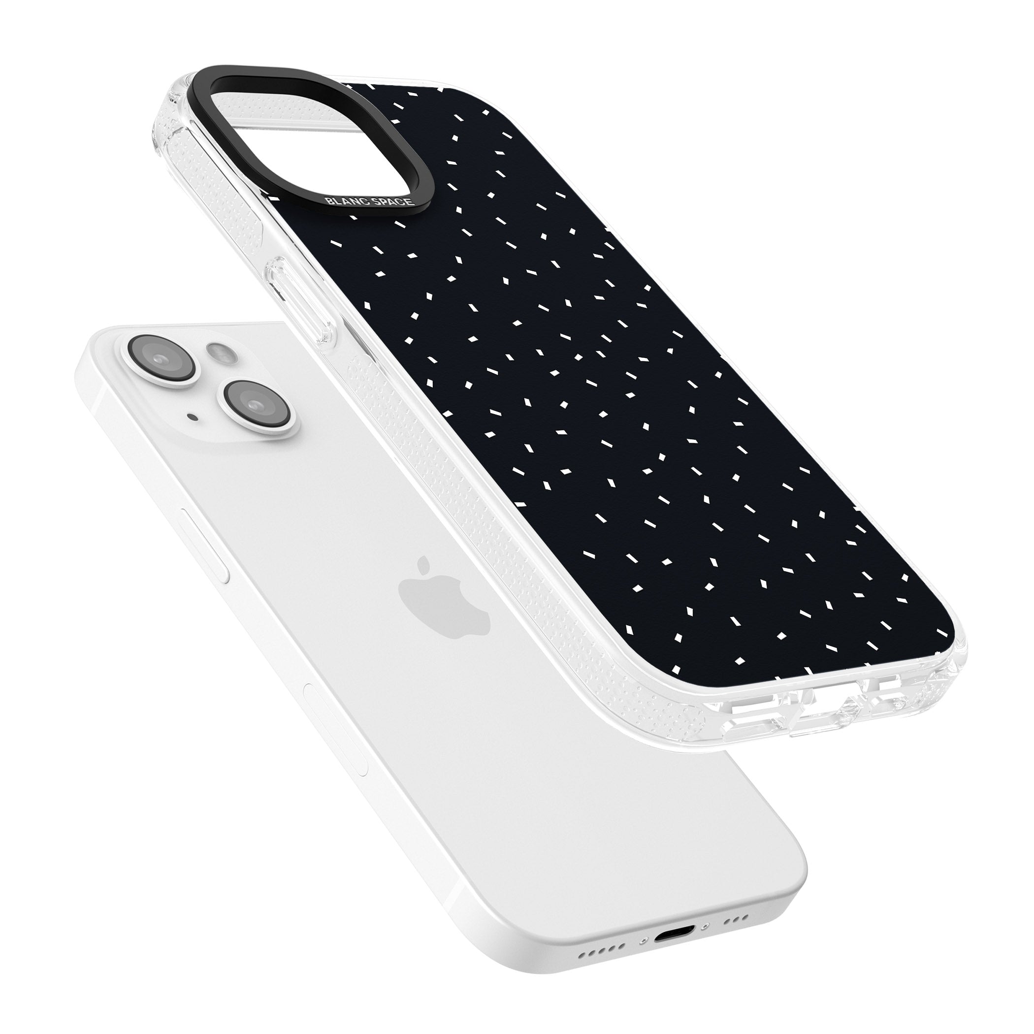 Confetti (Black) iPhone 15 / 14 / 13 Clear Case Impact Air - Blanc Space