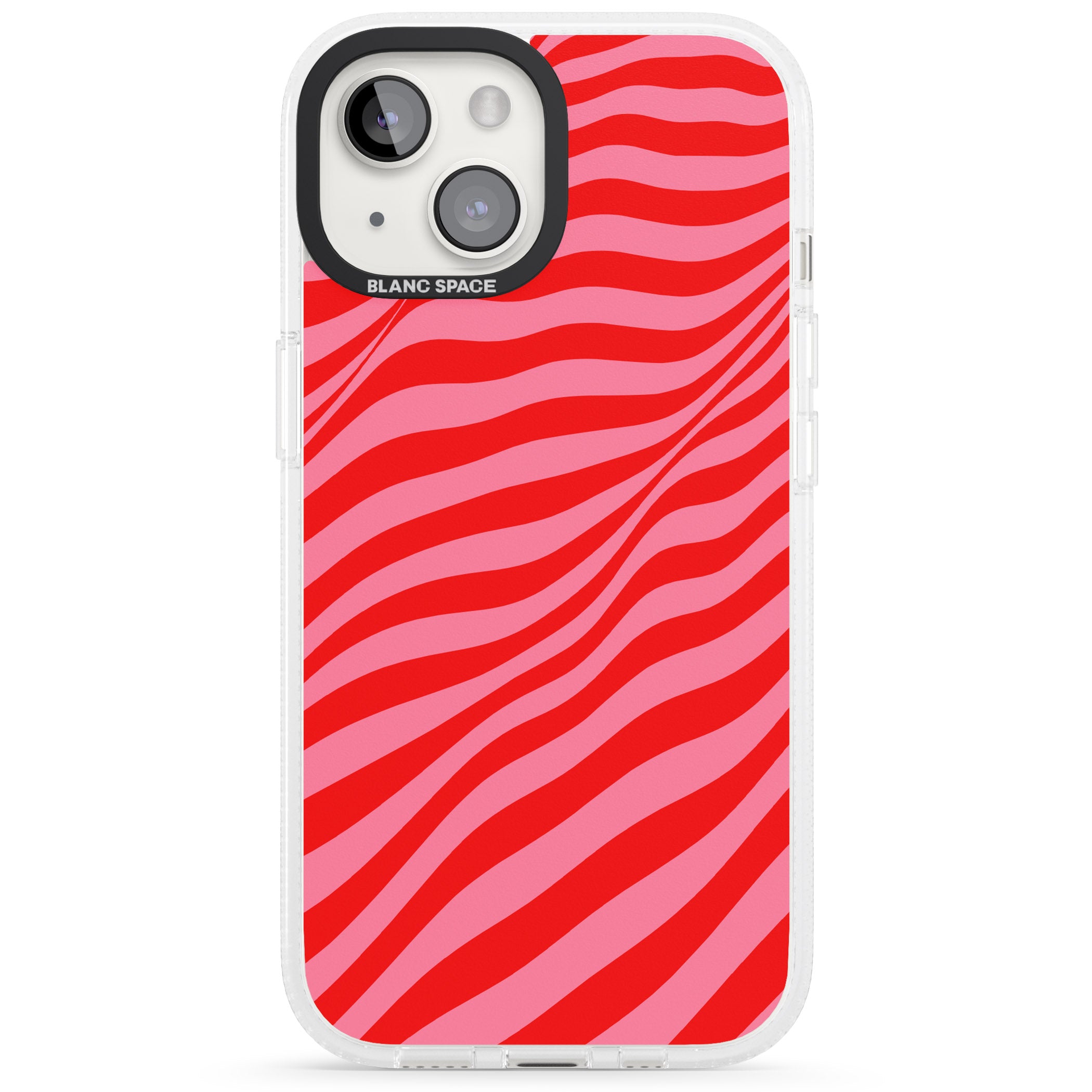 Pink & Red Distorted Line iPhone 15 / 14 / 13 Clear Case Impact Air - Blanc Space