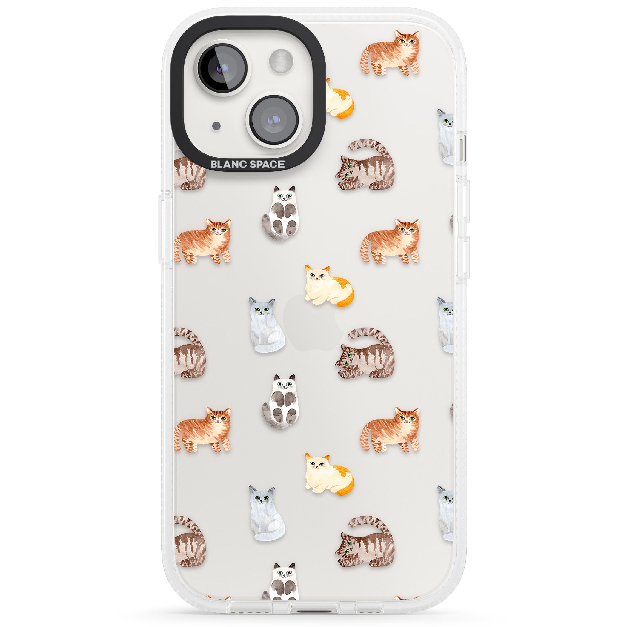 Cute Cat Pattern - Clear iPhone 15 / 14 / 13 Clear Case Impact Air - Blanc Space