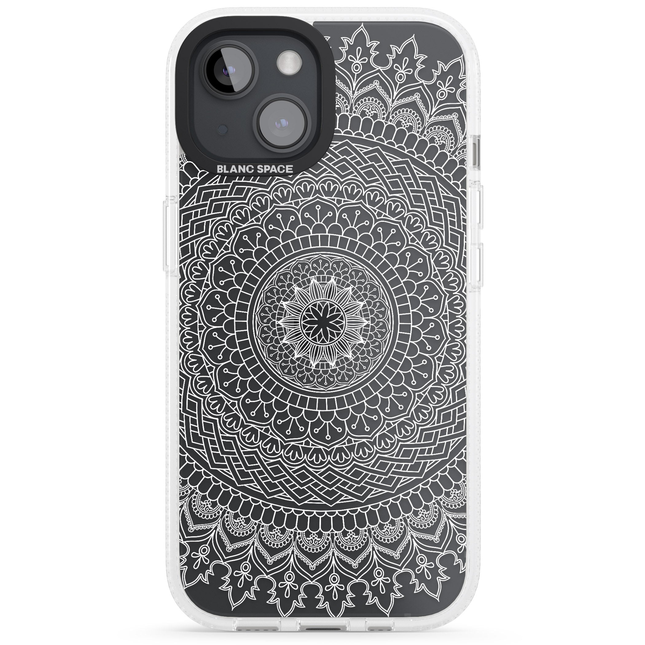 Large White Mandala Design iPhone 15 / 14 / 13 Clear Case Impact Air - Blanc Space