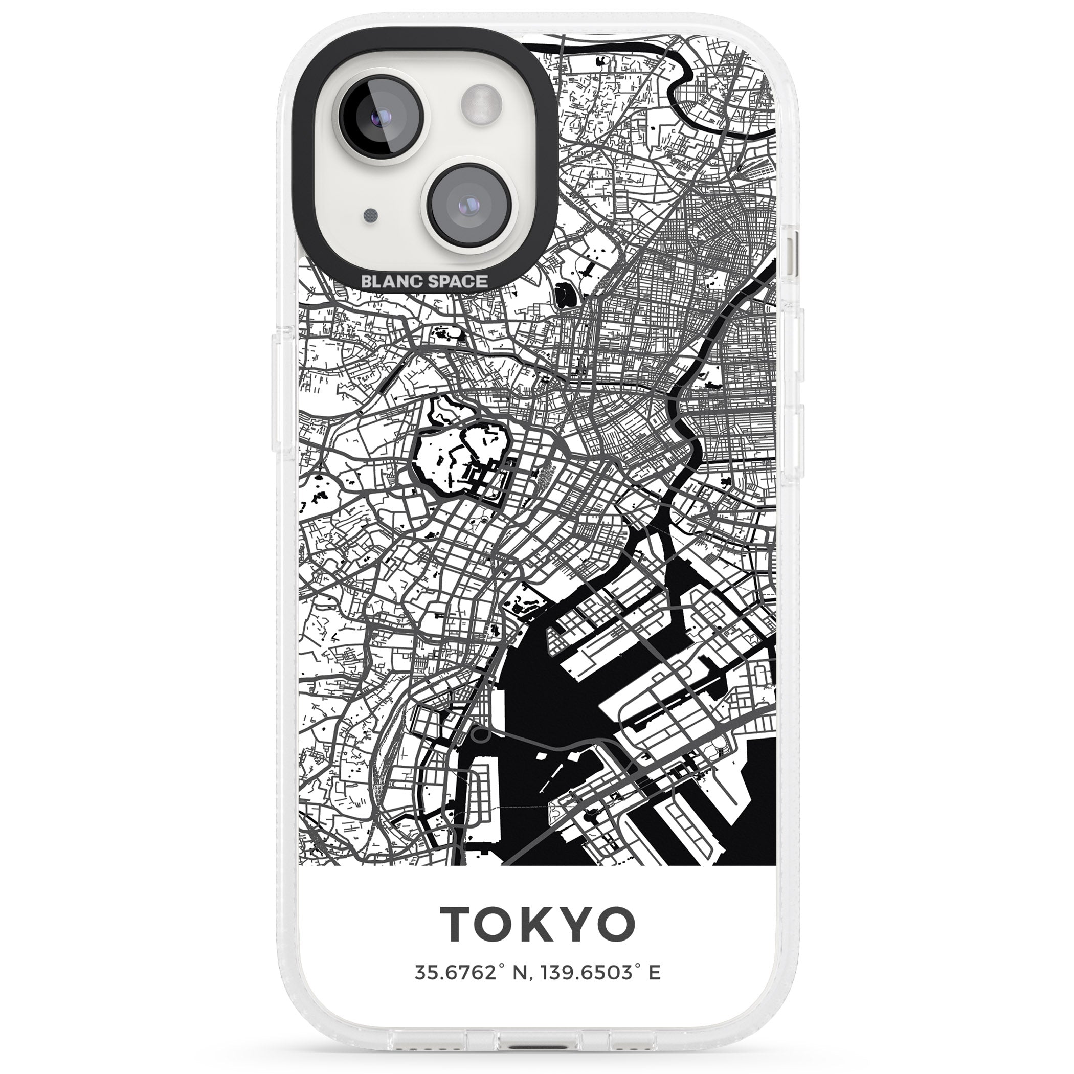 Map of Tokyo, Japan iPhone 15 / 14 / 13 Clear Case Impact Air - Blanc Space