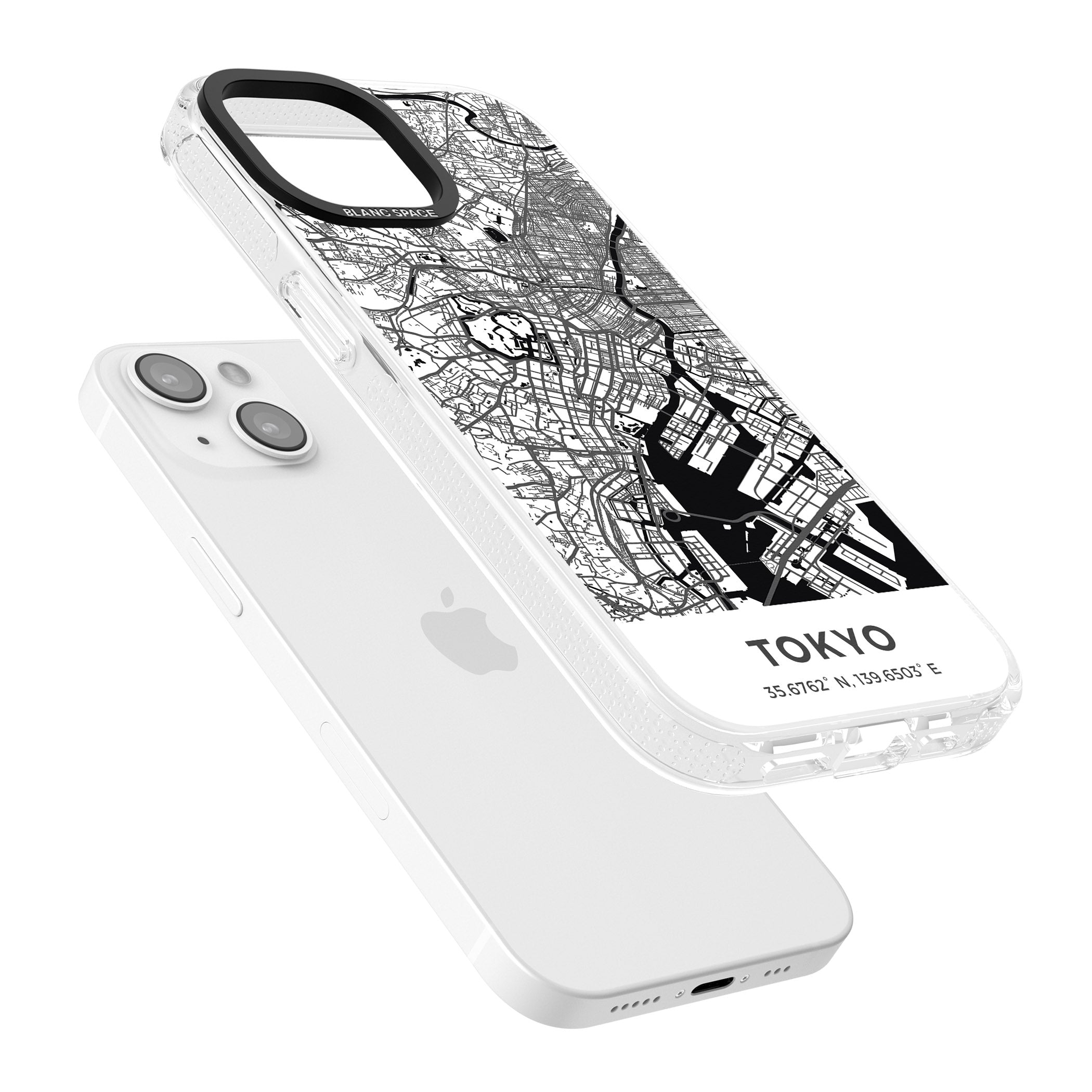 Map of Tokyo, Japan iPhone 15 / 14 / 13 Clear Case Impact Air - Blanc Space