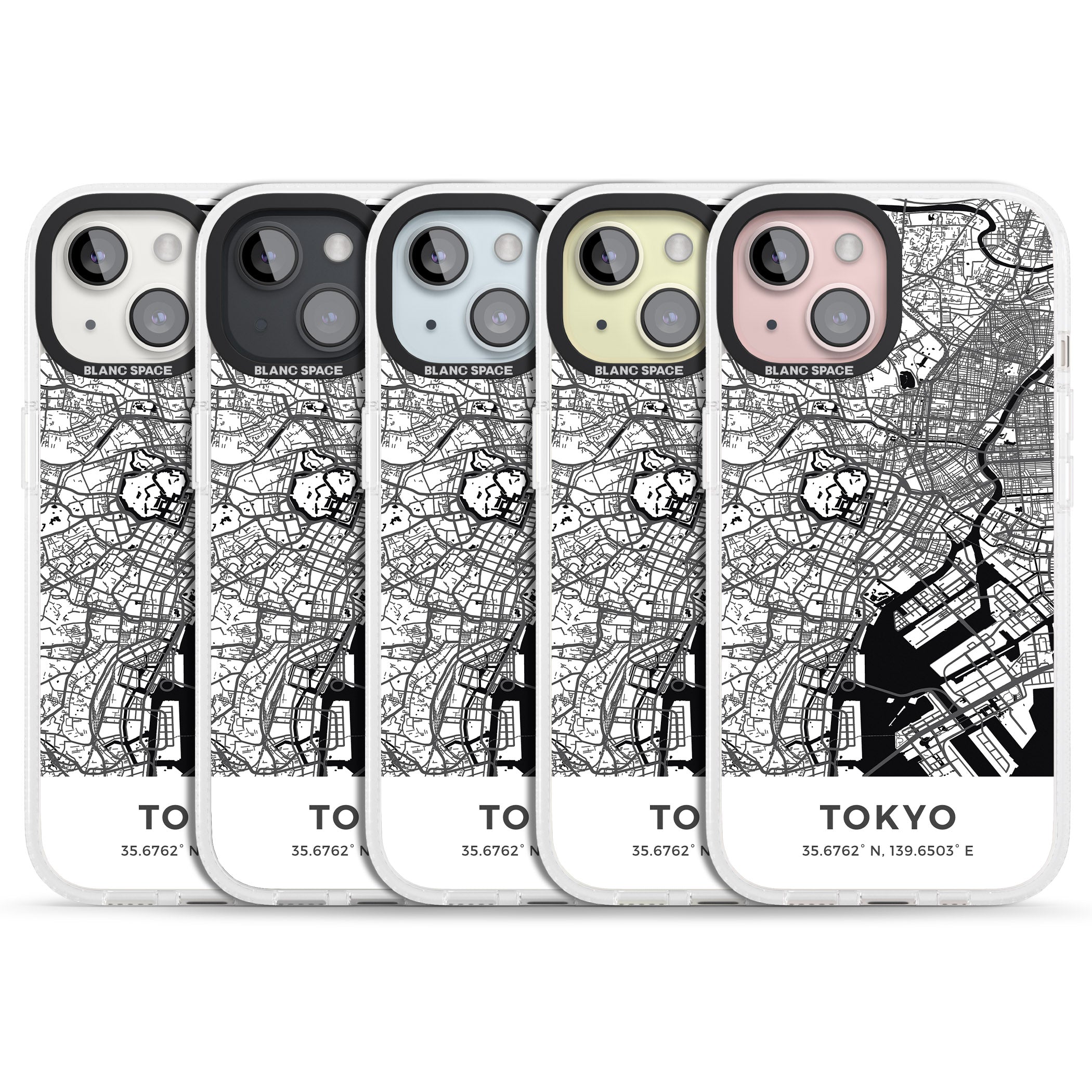 Map of Tokyo, Japan iPhone 15 / 14 / 13 Clear Case Impact Air - Blanc Space