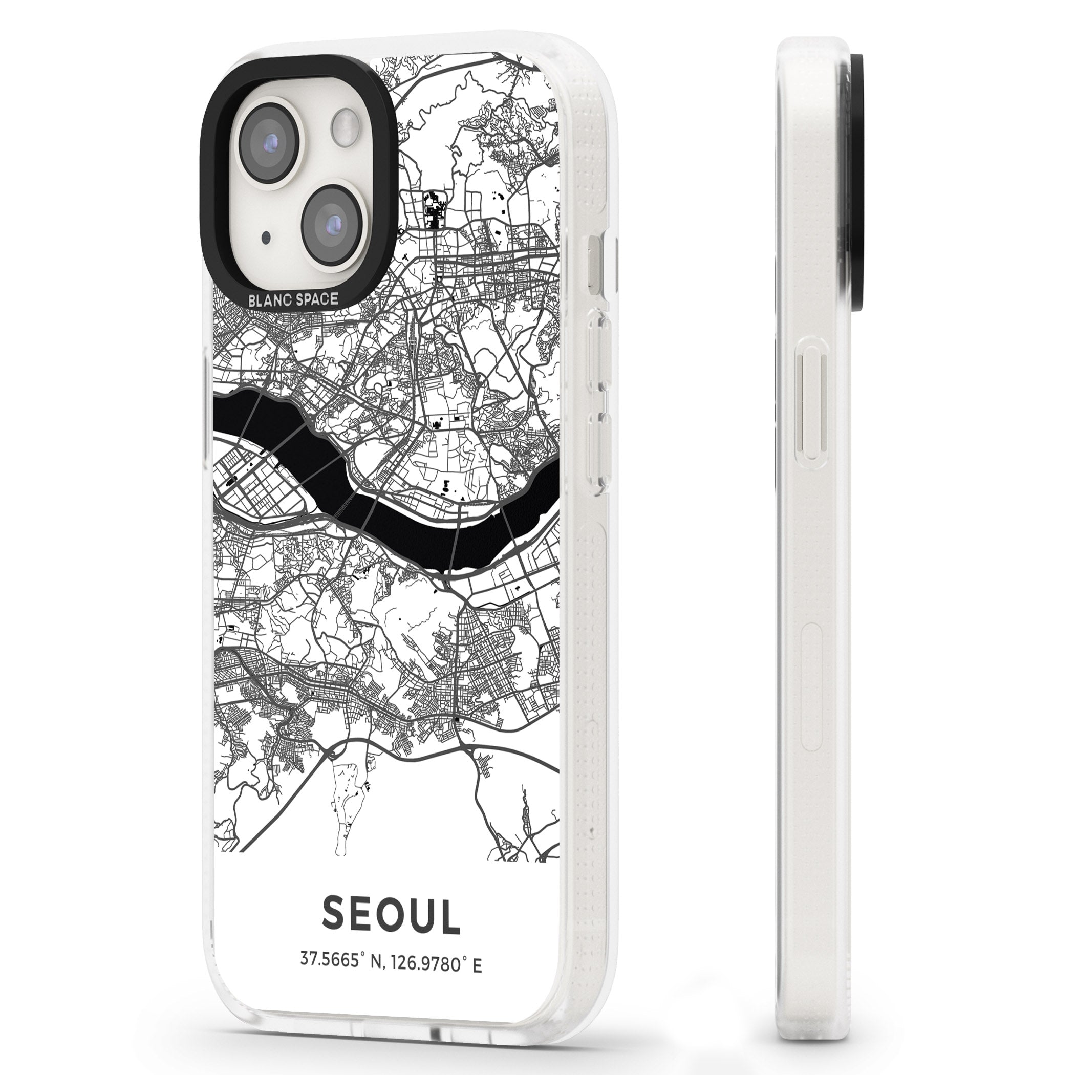Map of Seoul, South Korea iPhone 15 / 14 / 13 Clear Case Impact Air - Blanc Space