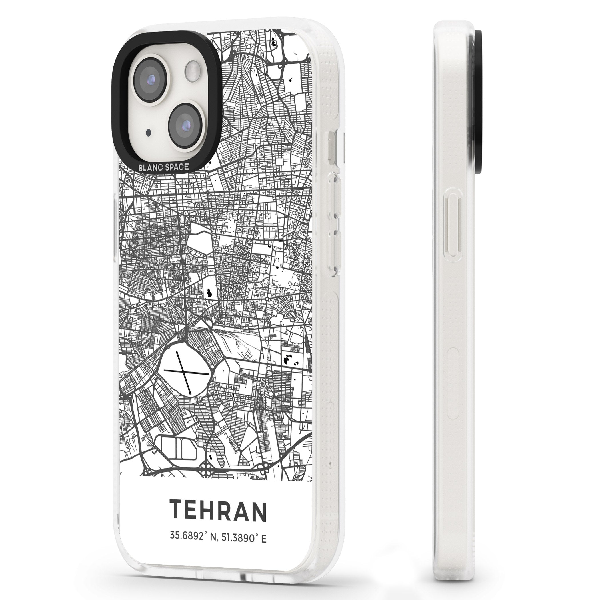 Map of Tehran, Iran iPhone 15 / 14 / 13 Clear Case Impact Air - Blanc Space