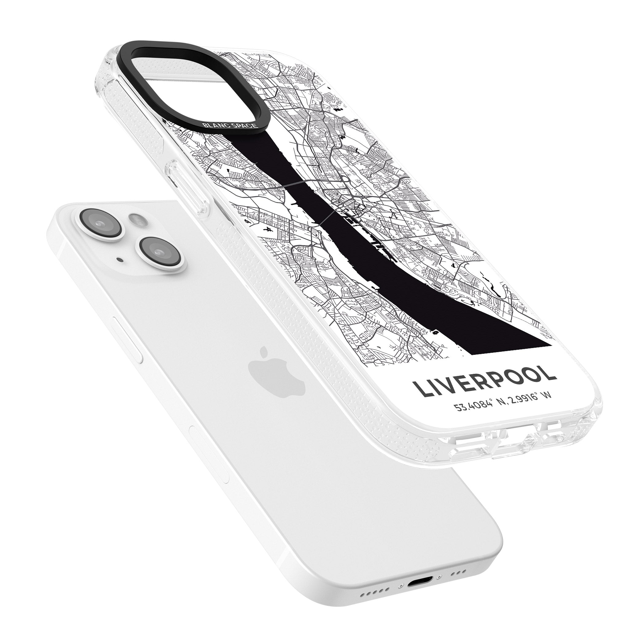Map of Liverpool, England iPhone 15 / 14 / 13 Clear Case Impact Air - Blanc Space