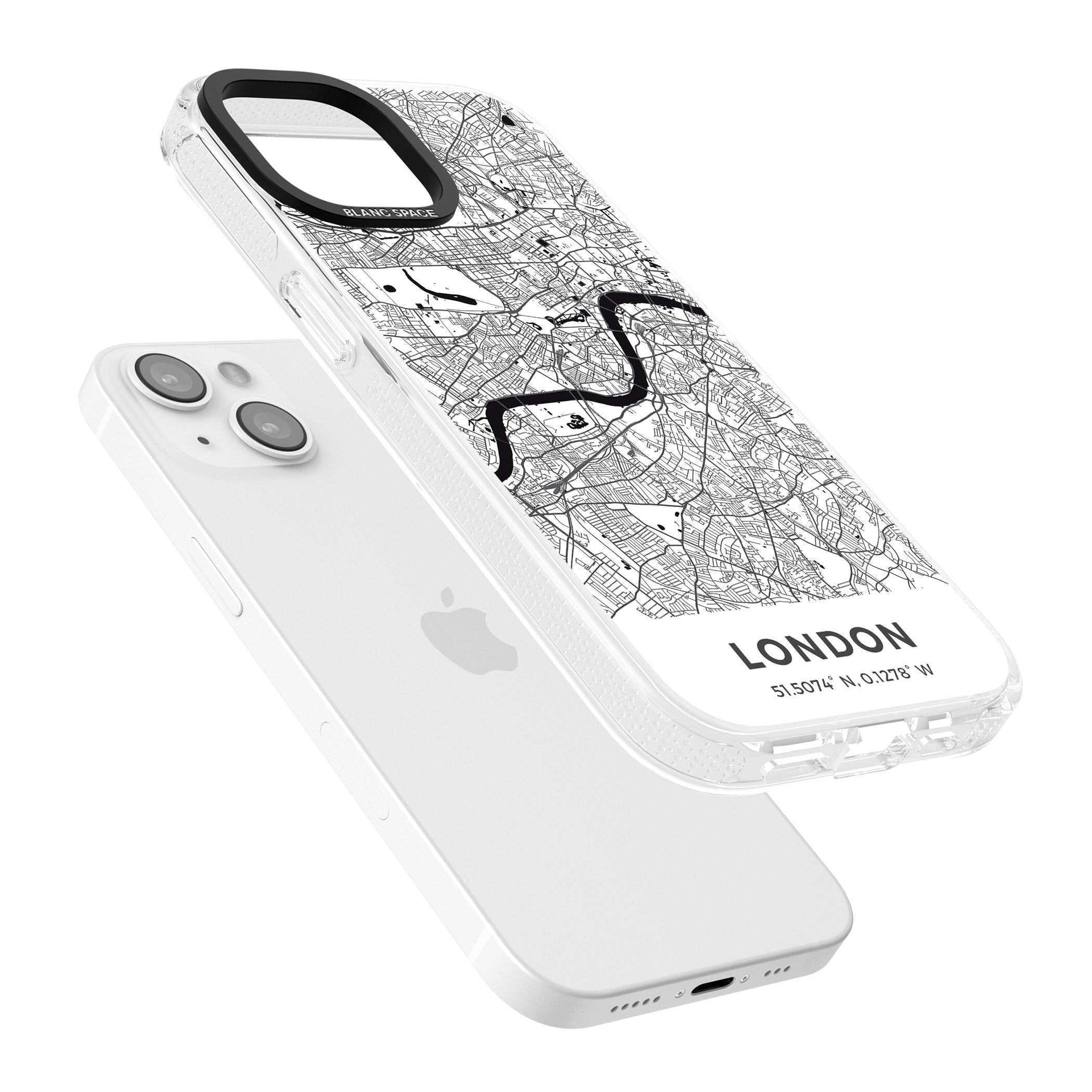 Map of London, England iPhone 15 / 14 / 13 Clear Case Impact Air - Blanc Space