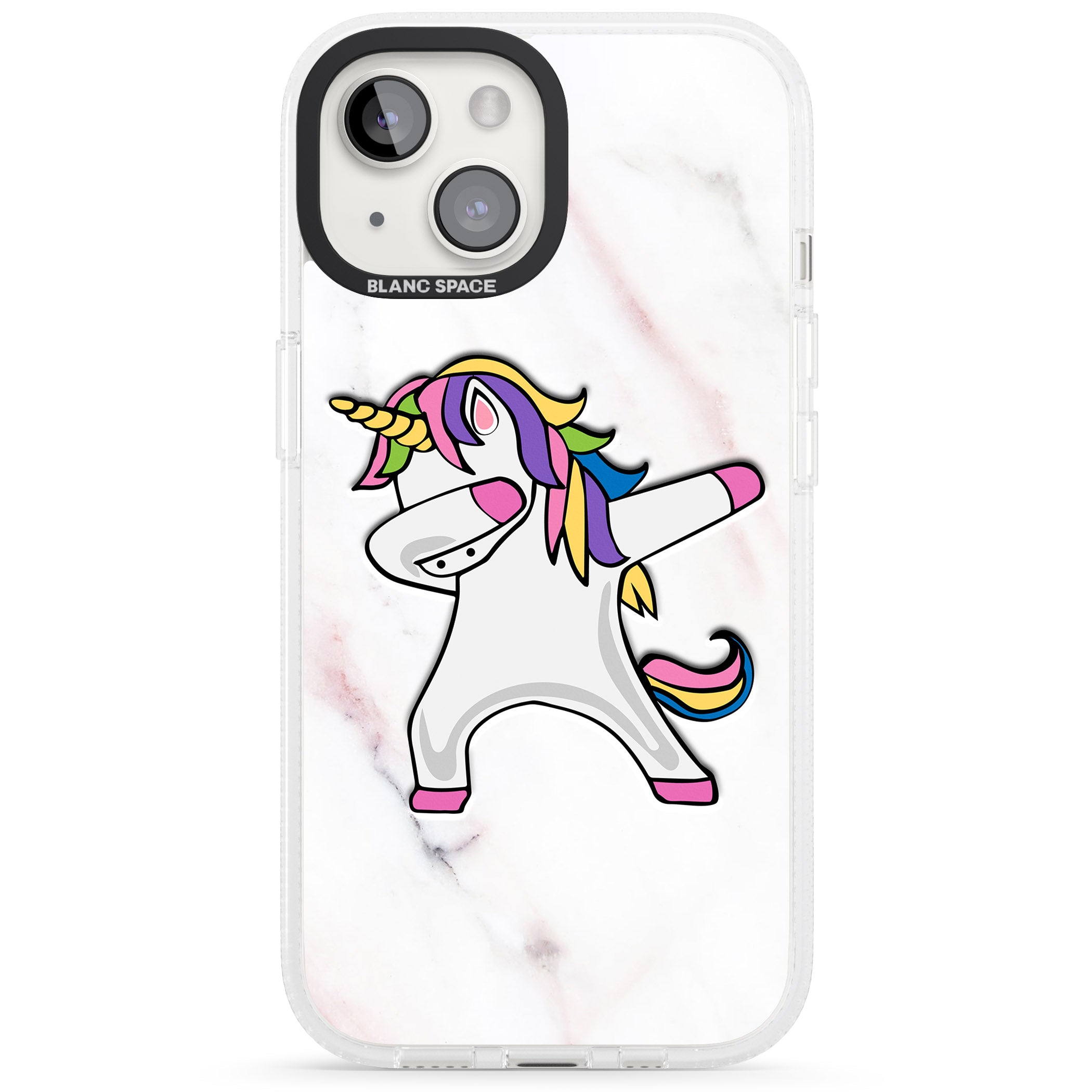 Designer Marble Unicorn Dab iPhone 15 / 14 / 13 Clear Case Impact Air - Blanc Space