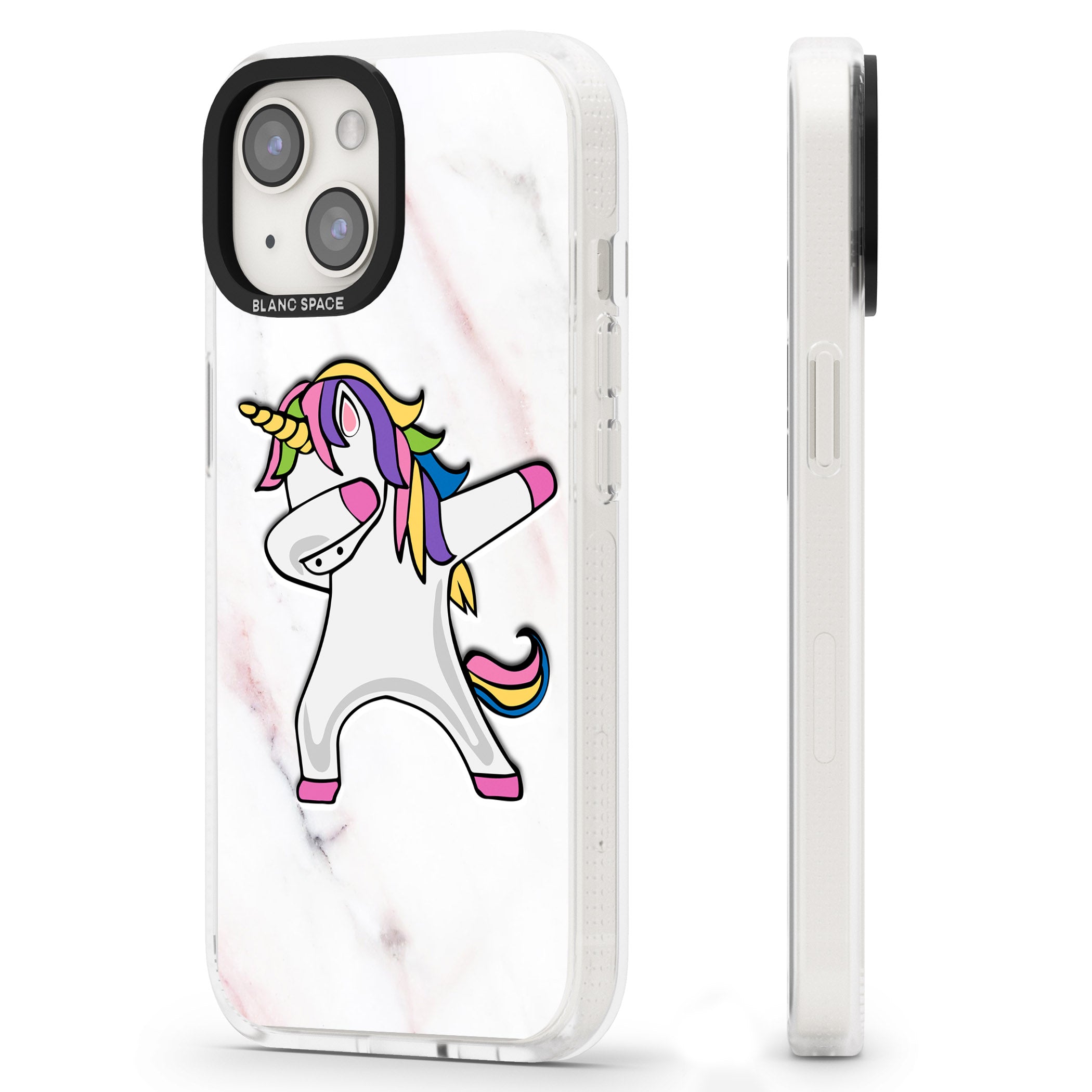 Designer Marble Unicorn Dab iPhone 15 / 14 / 13 Clear Case Impact Air - Blanc Space