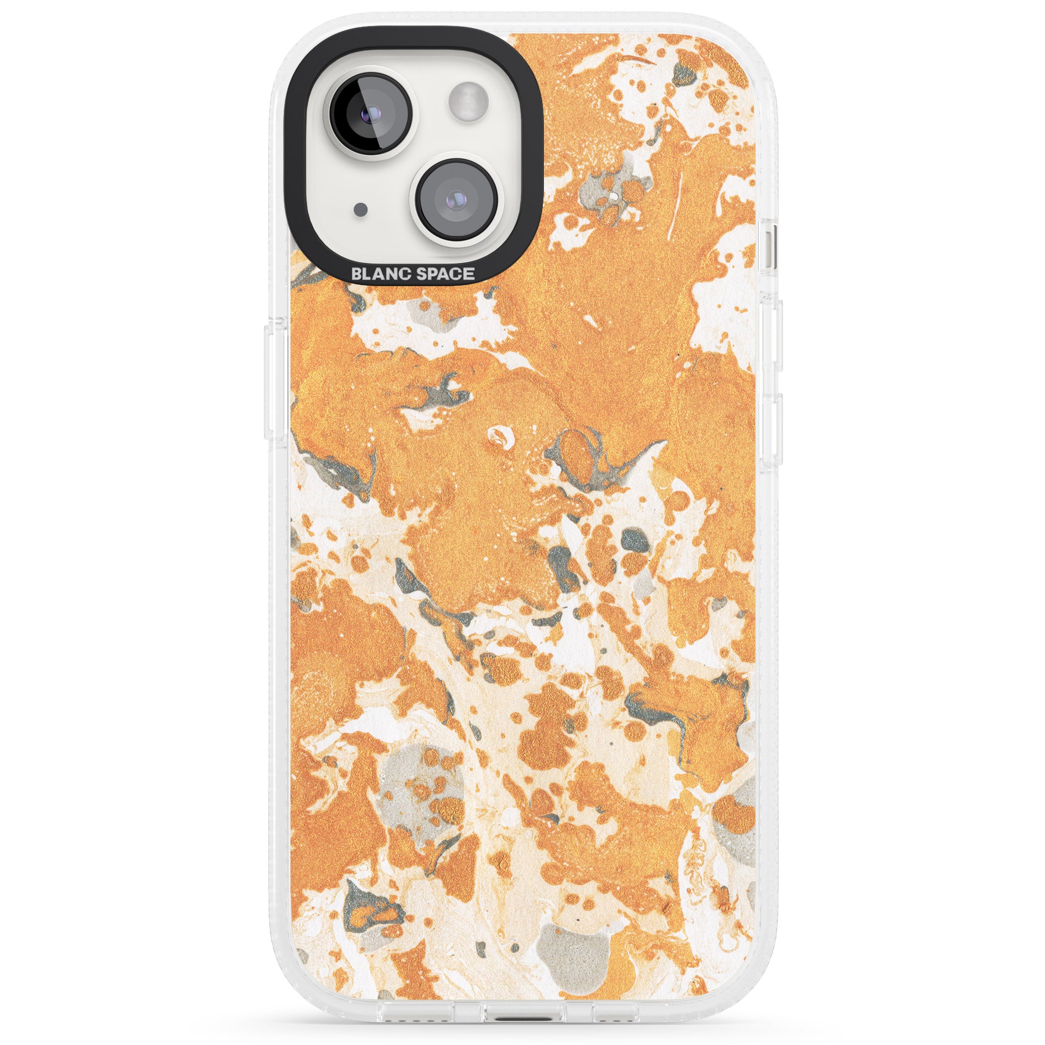 Orange Marbled Paper Pattern iPhone 15 / 14 / 13 Clear Case Impact Air - Blanc Space
