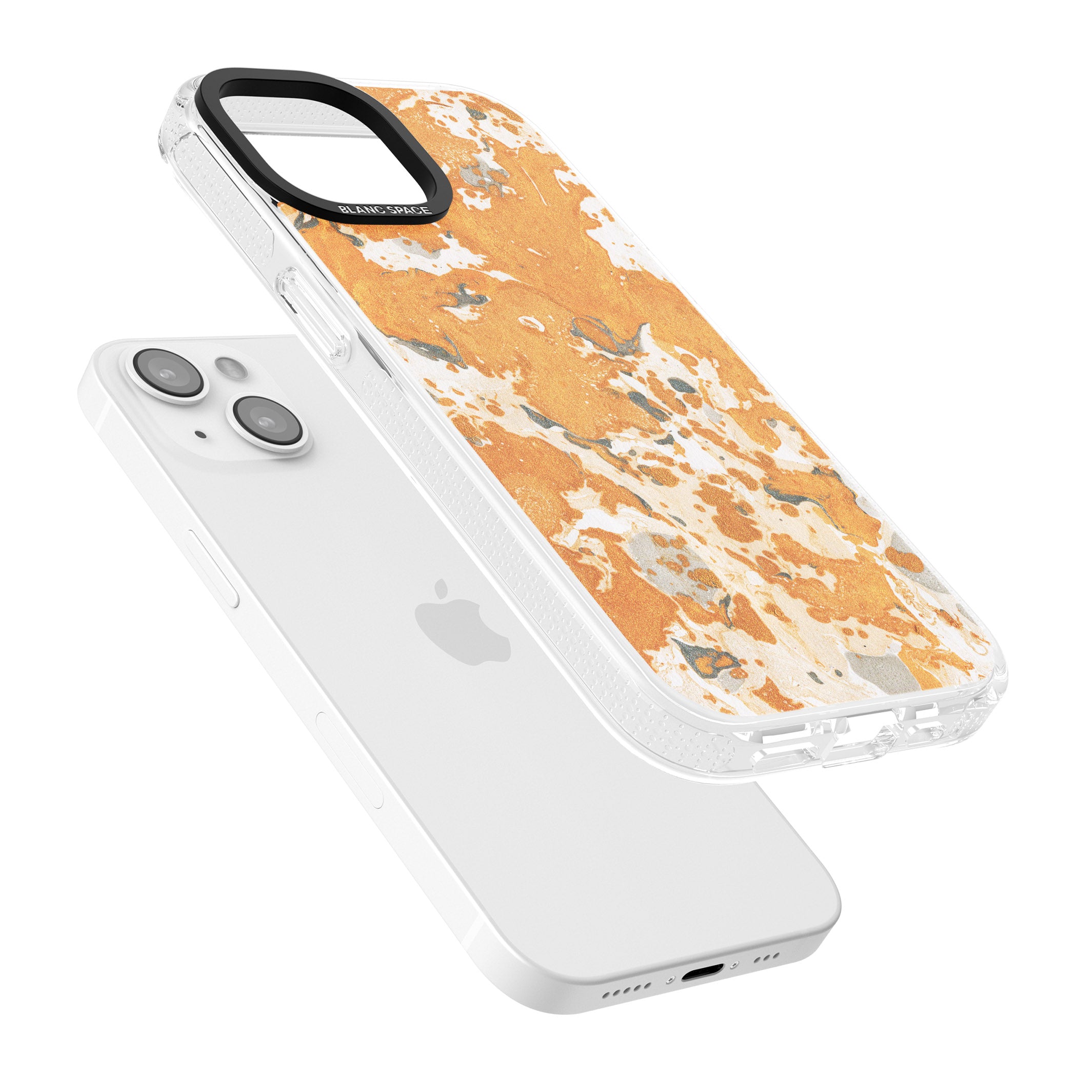 Orange Marbled Paper Pattern iPhone 15 / 14 / 13 Clear Case Impact Air - Blanc Space