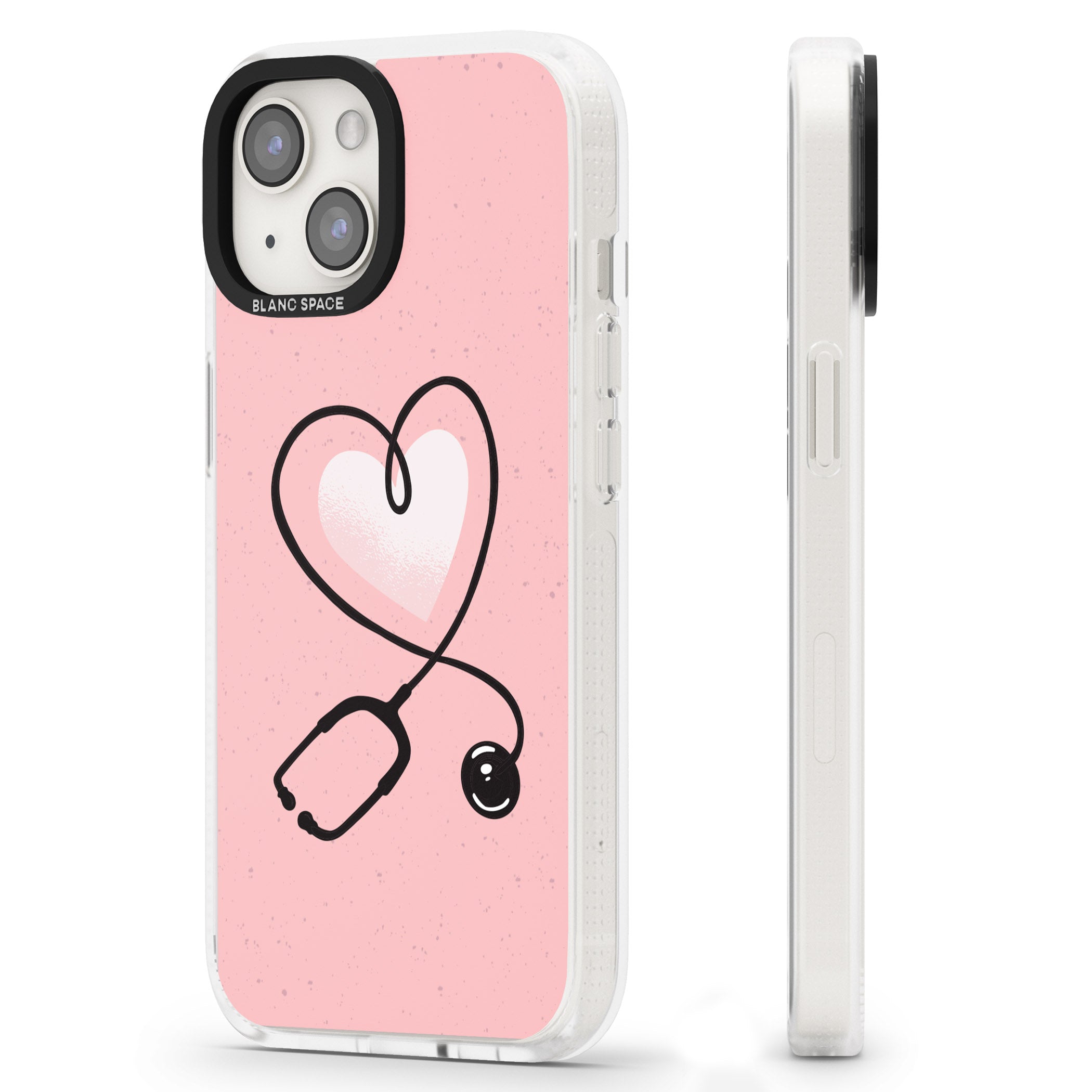 Medical Inspired Design Stethoscope Heart iPhone 15 / 14 / 13 Clear Case Impact Air - Blanc Space