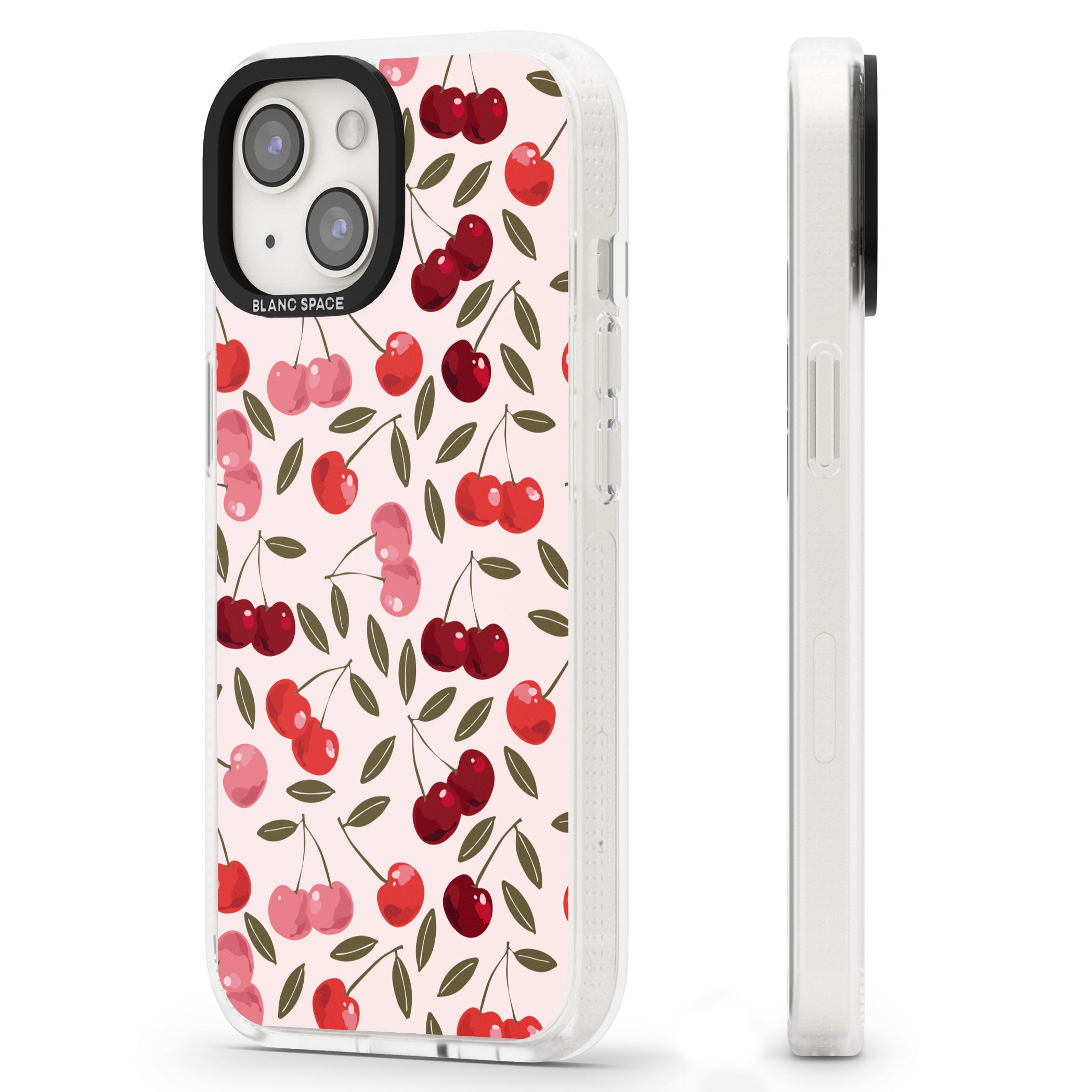 Fruity & Fun Patterns Cherries iPhone 15 / 14 / 13 Clear Case Impact Air - Blanc Space