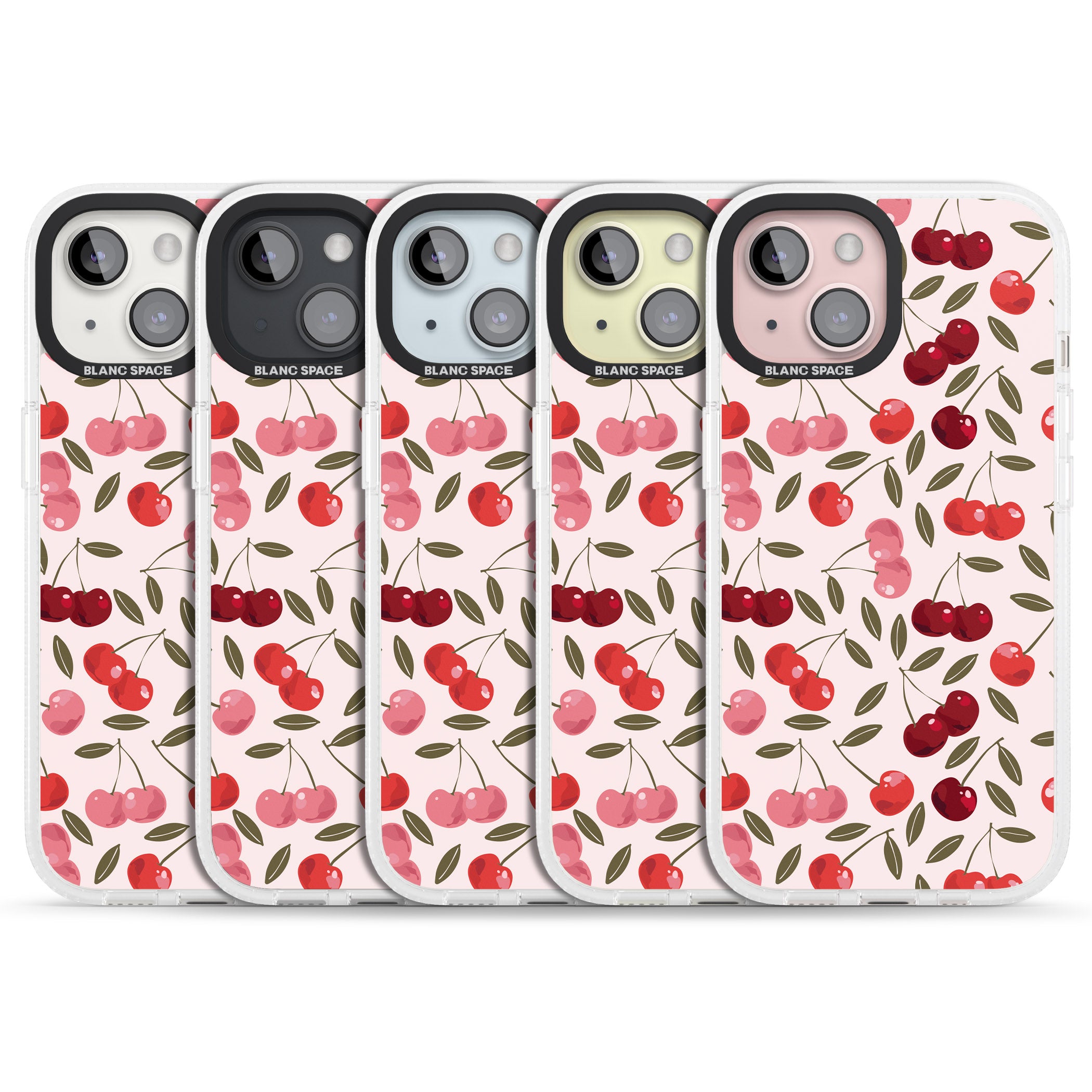 Fruity & Fun Patterns Cherries iPhone 15 / 14 / 13 Clear Case Impact Air - Blanc Space