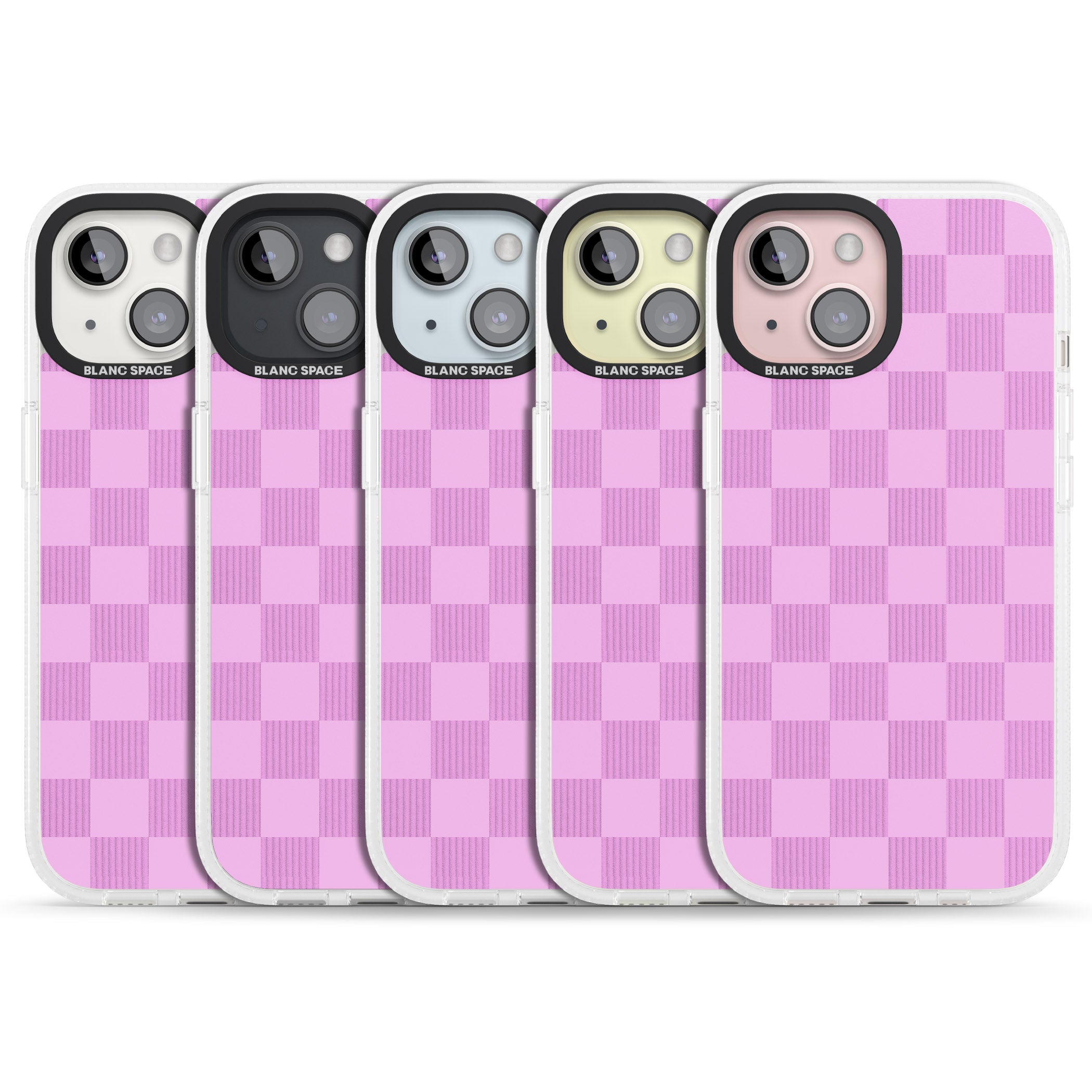 BUBBLEGUM CHECKERED iPhone 15 / 14 / 13 Clear Case Impact Air - Blanc Space
