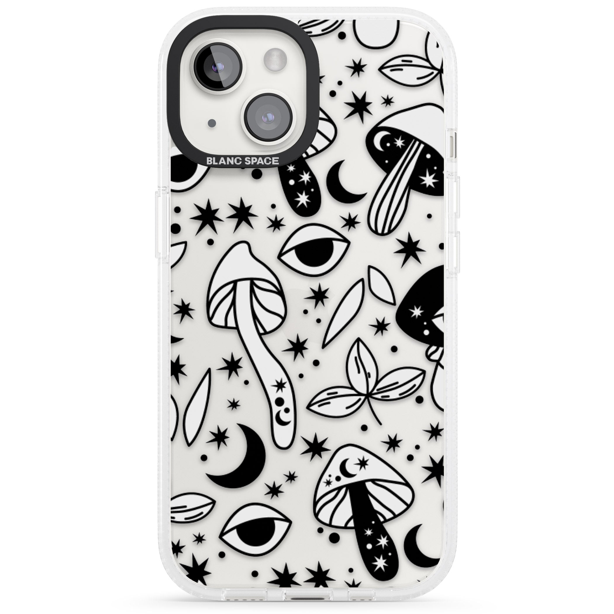 Psychedelic Mushrooms Pattern iPhone 15 / 14 / 13 Clear Case Impact Air - Blanc Space