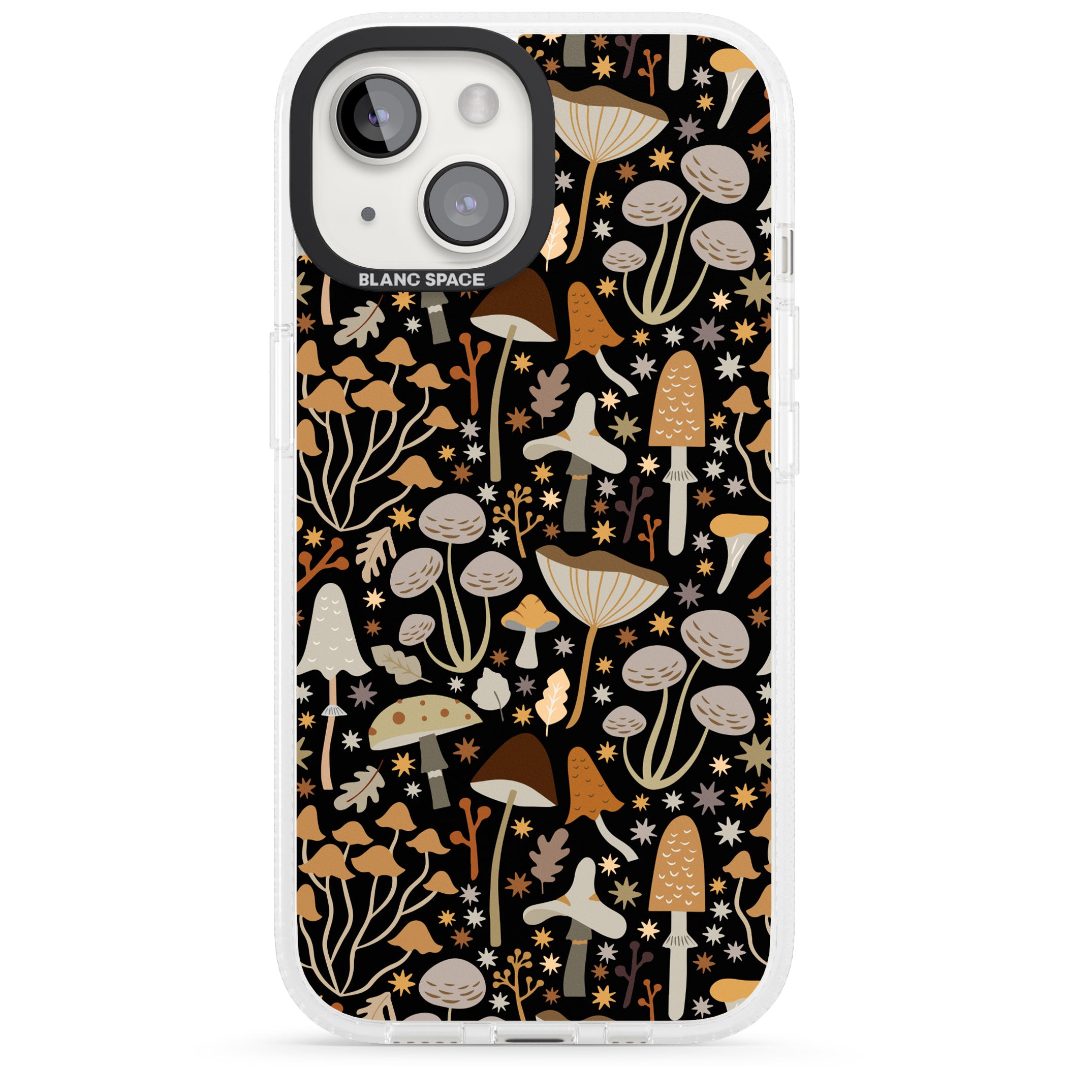 Sentimental Mushrooms Pattern iPhone 15 / 14 / 13 Clear Case Impact Air - Blanc Space