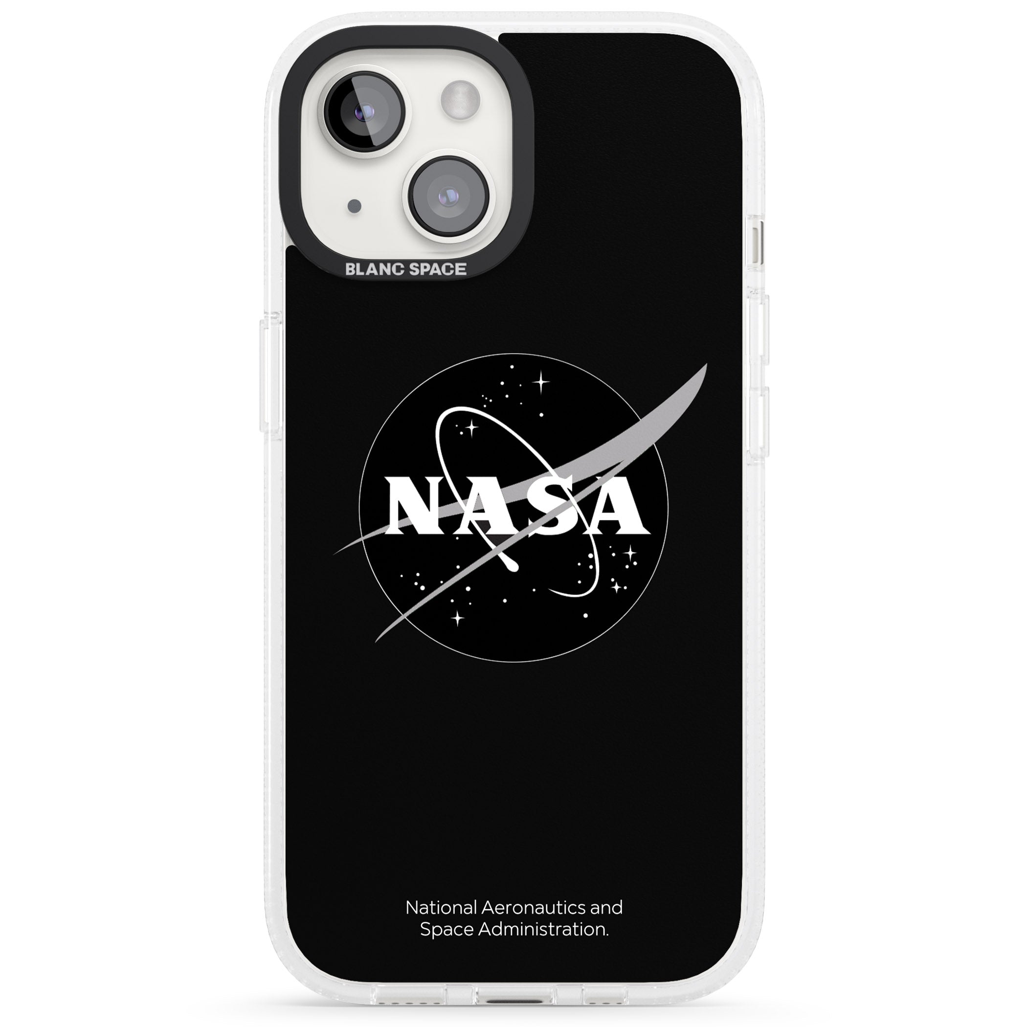 Dark NASA Meatball iPhone 15 / 14 / 13 Clear Case Impact Air - Blanc Space