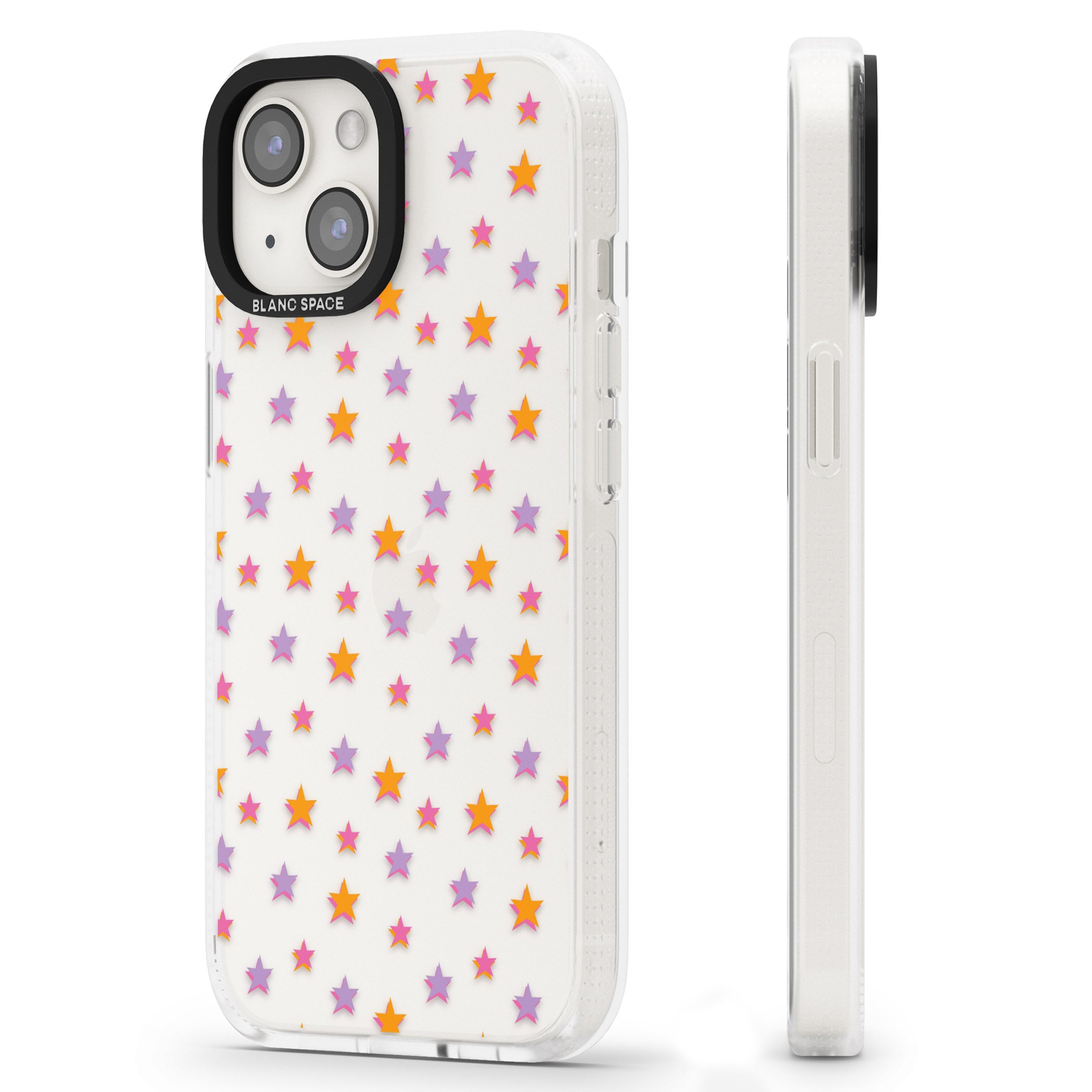 Spangling Stars Pattern iPhone 15 / 14 / 13 Clear Case Impact Air - Blanc Space