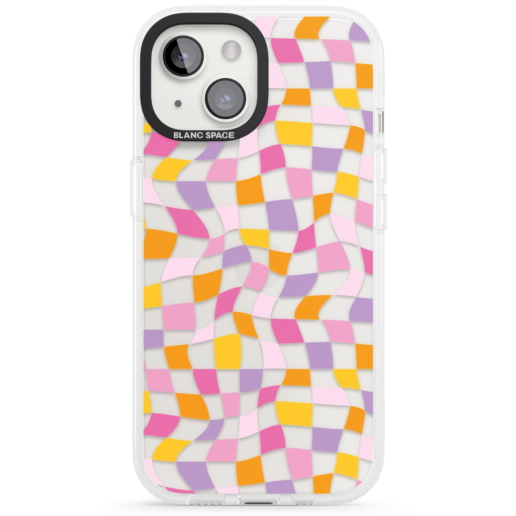 Wonky Squares Pattern iPhone 15 / 14 / 13 Clear Case Impact Air - Blanc Space