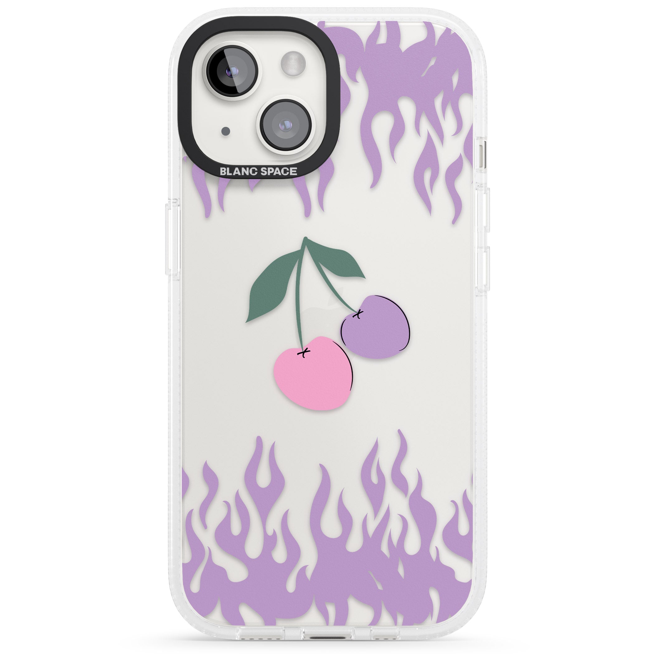 Cherries n' Flames iPhone 15 / 14 / 13 Clear Case Impact Air - Blanc Space
