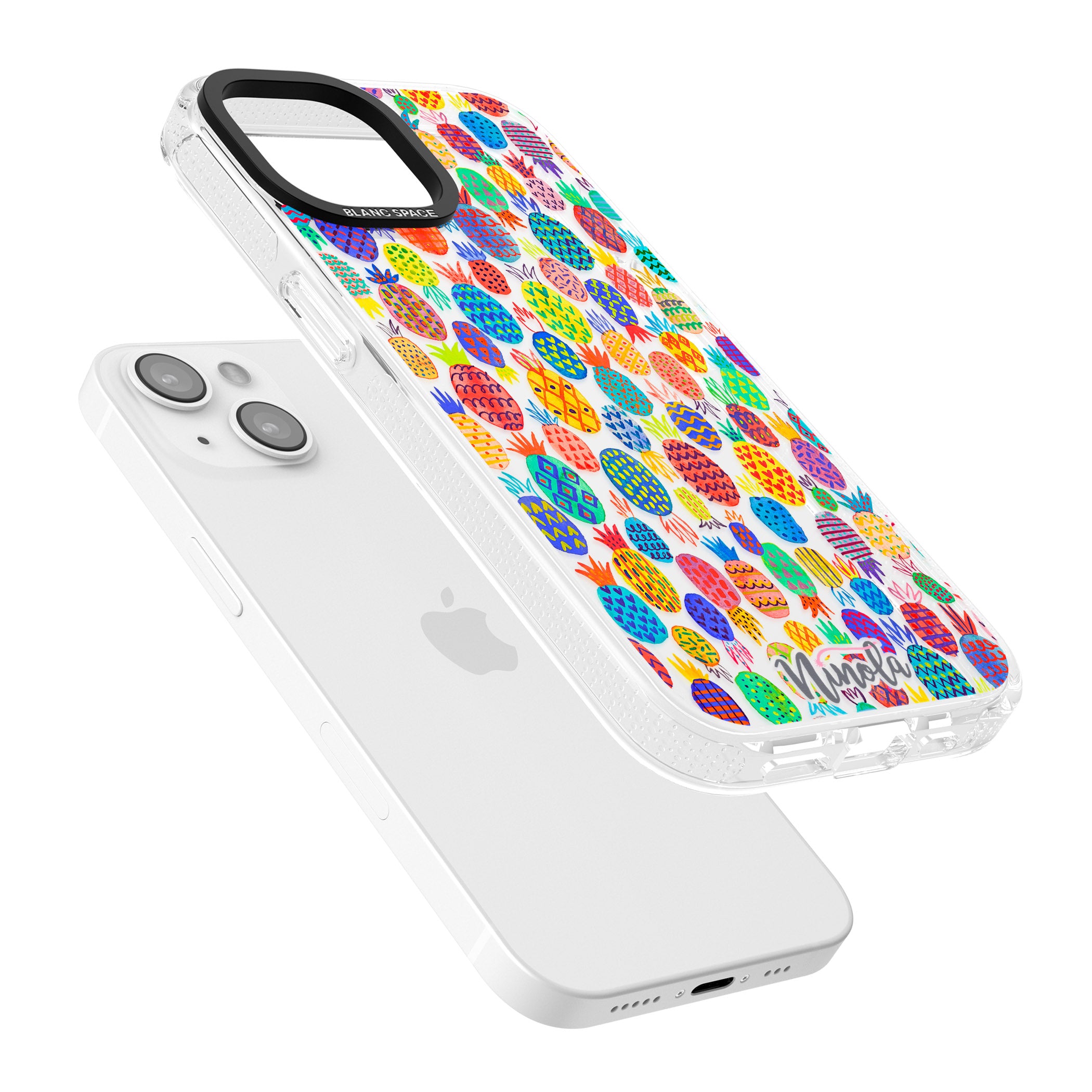 Cute Pineapples iPhone 15 / 14 / 13 Clear Case Impact Air - Blanc Space