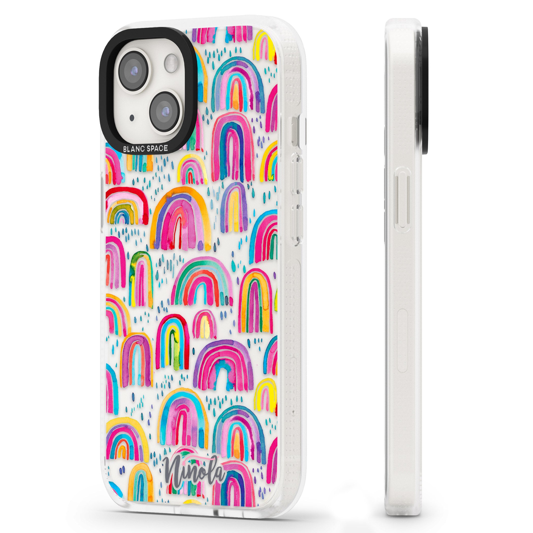 Cute Watercolor Rainbows iPhone 15 / 14 / 13 Clear Case Impact Air - Blanc Space