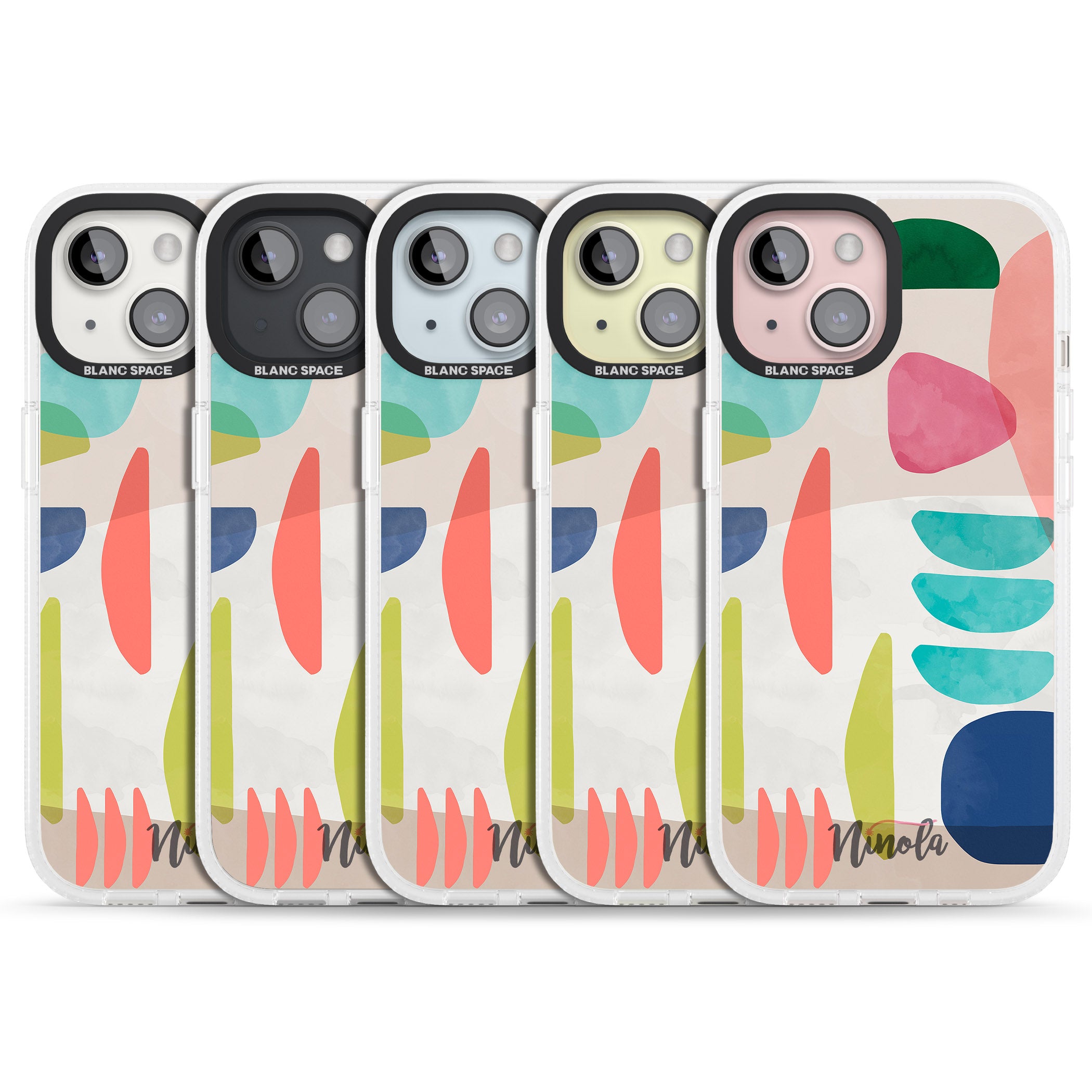 Organic Bold Shapes iPhone 15 / 14 / 13 Clear Case Impact Air - Blanc Space