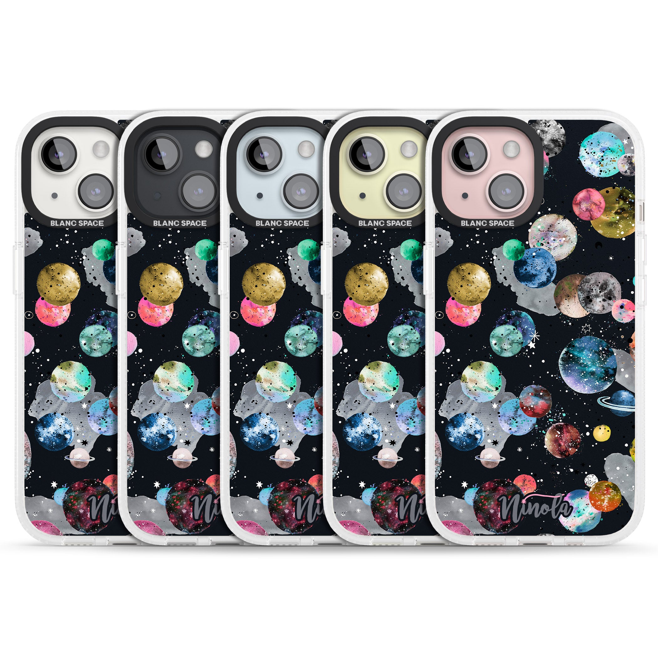 Space Planets iPhone 15 / 14 / 13 Clear Case Impact Air - Blanc Space