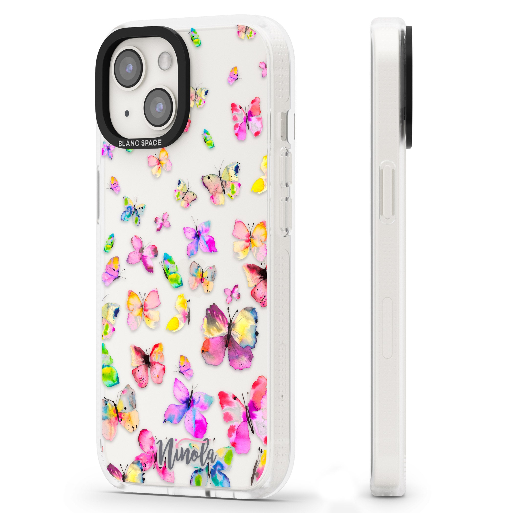 Watercolor Butterflies iPhone 15 / 14 / 13 Clear Case Impact Air - Blanc Space