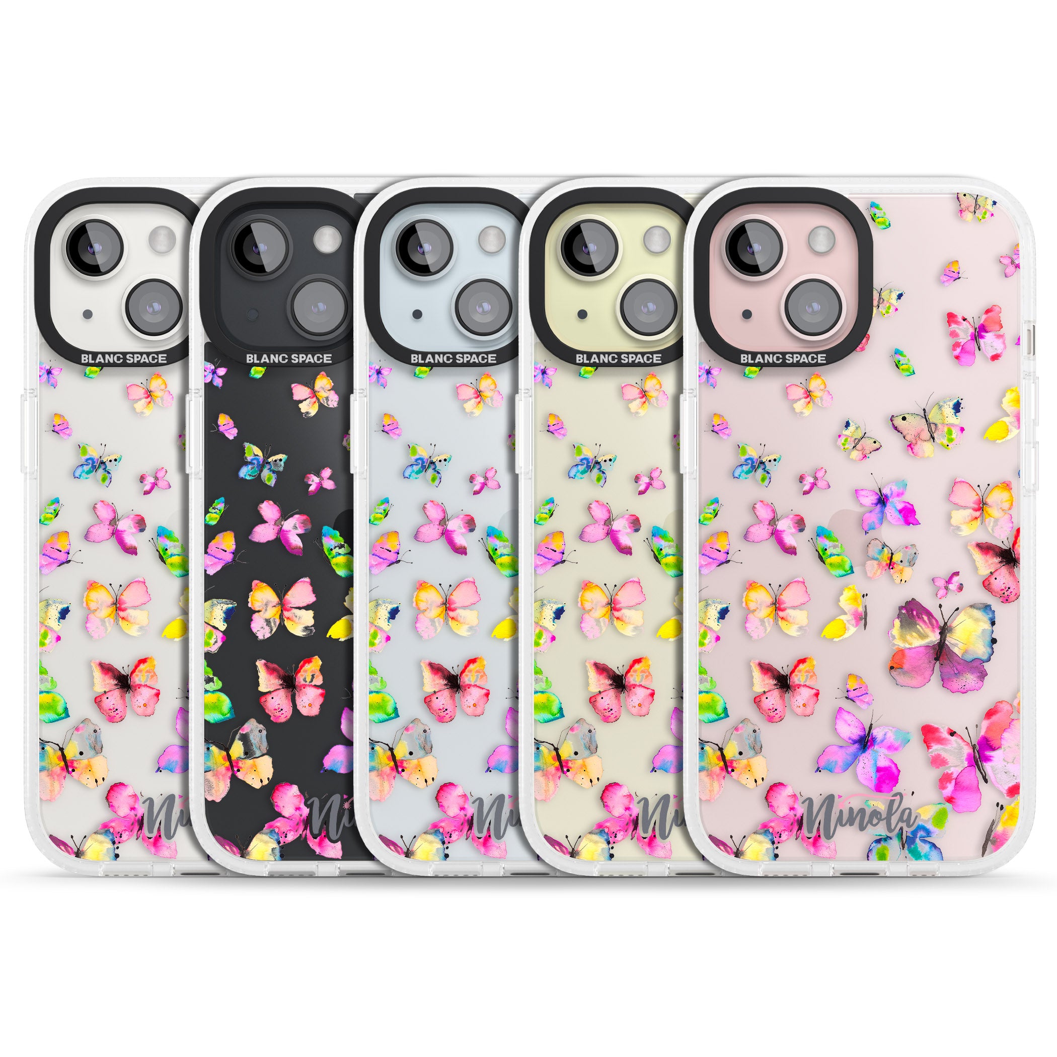 Watercolor Butterflies iPhone 15 / 14 / 13 Clear Case Impact Air - Blanc Space