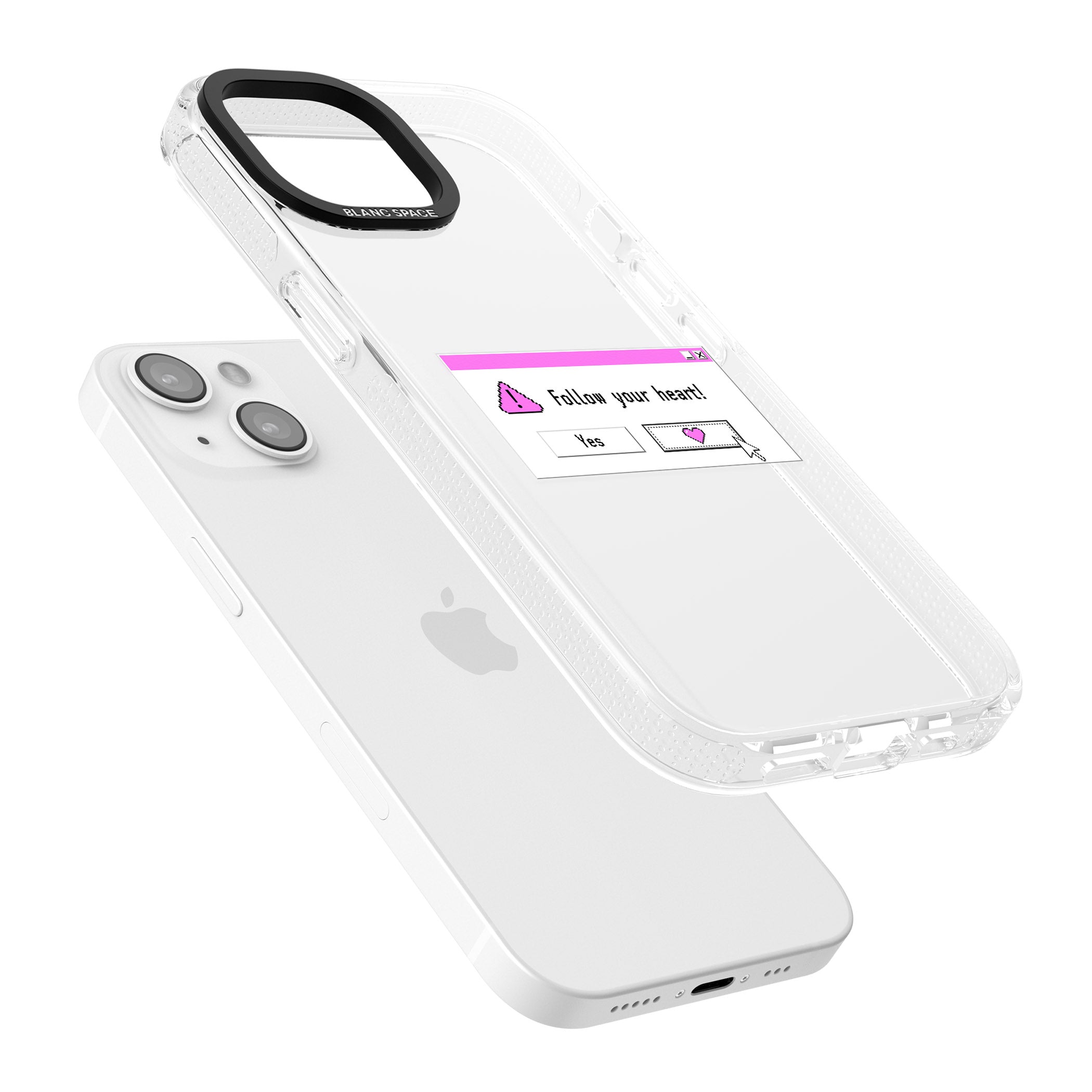 Follow your heart.exe iPhone 15 / 14 / 13 Clear Case Impact Air - Blanc Space