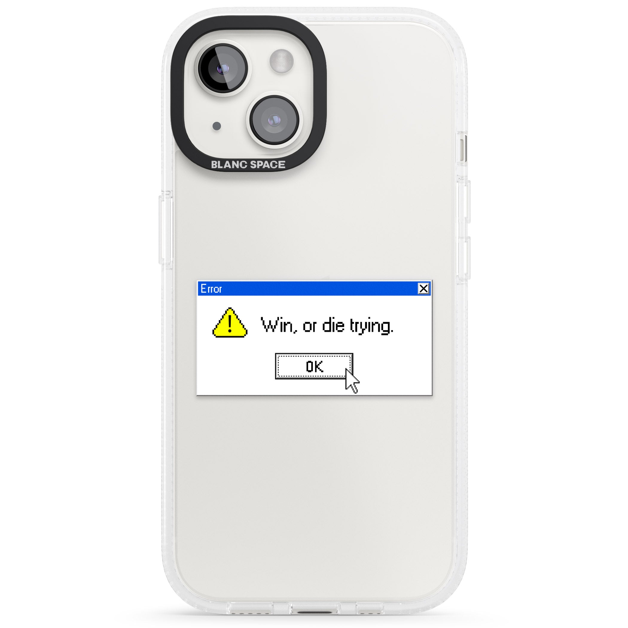 Win or die trying.exe iPhone 15 / 14 / 13 Clear Case Impact Air - Blanc Space