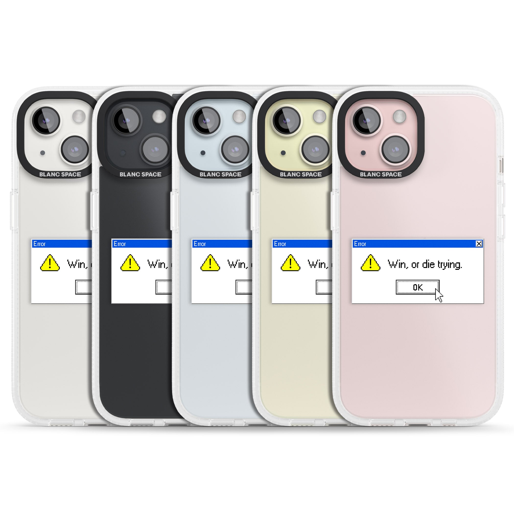 Win or die trying.exe iPhone 15 / 14 / 13 Clear Case Impact Air - Blanc Space