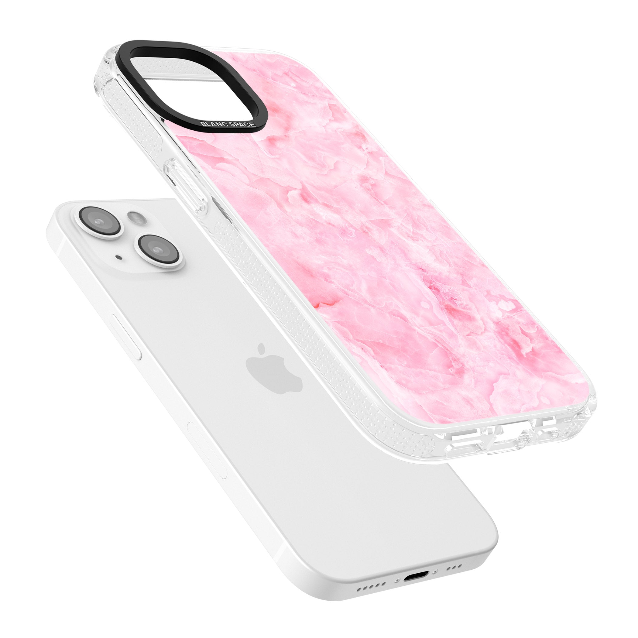 Bright Pink Onyx Marble Texture iPhone 15 / 14 / 13 Clear Case Impact Air - Blanc Space