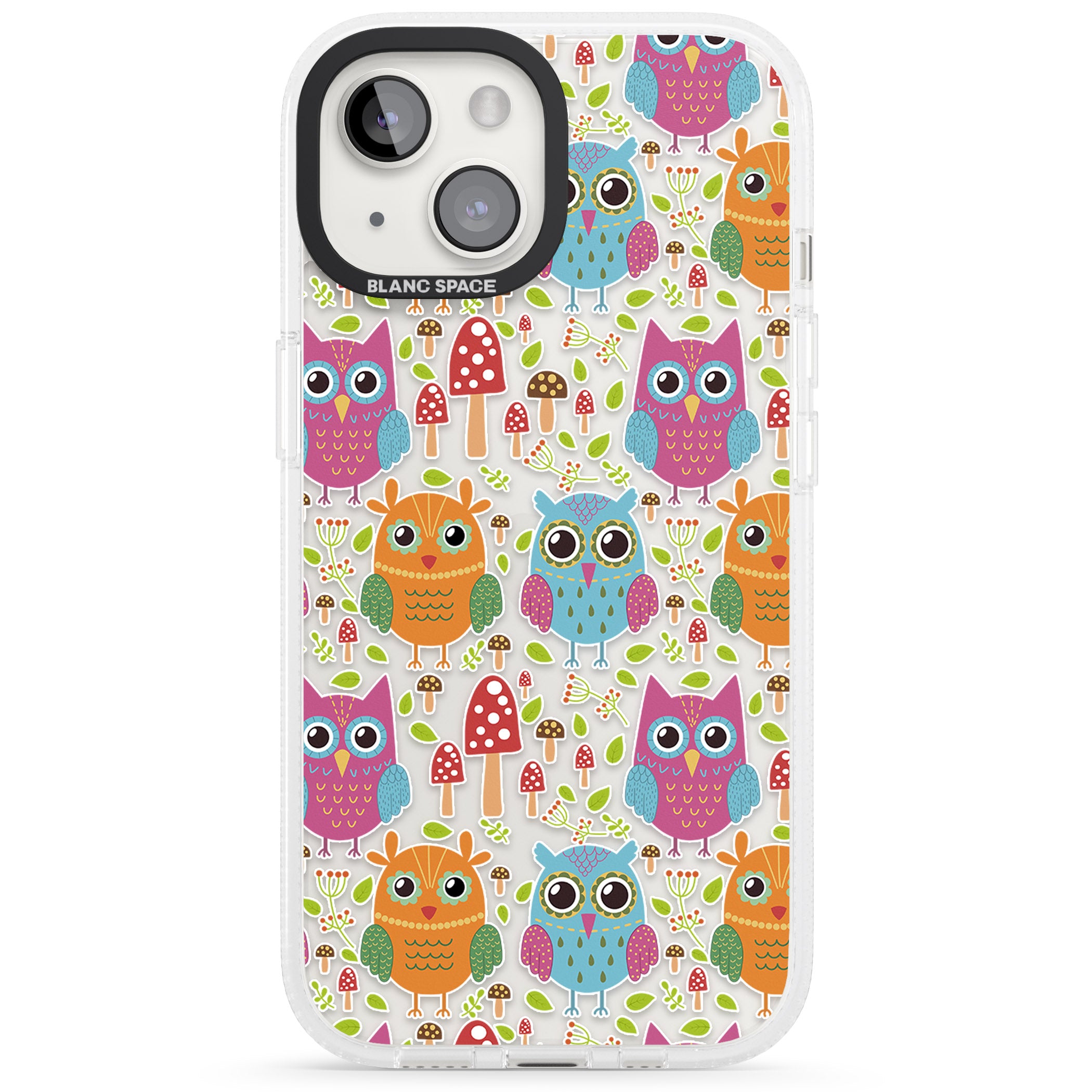 Forrest Owl Clear Pattern iPhone 15 / 14 / 13 Clear Case Impact Air - Blanc Space