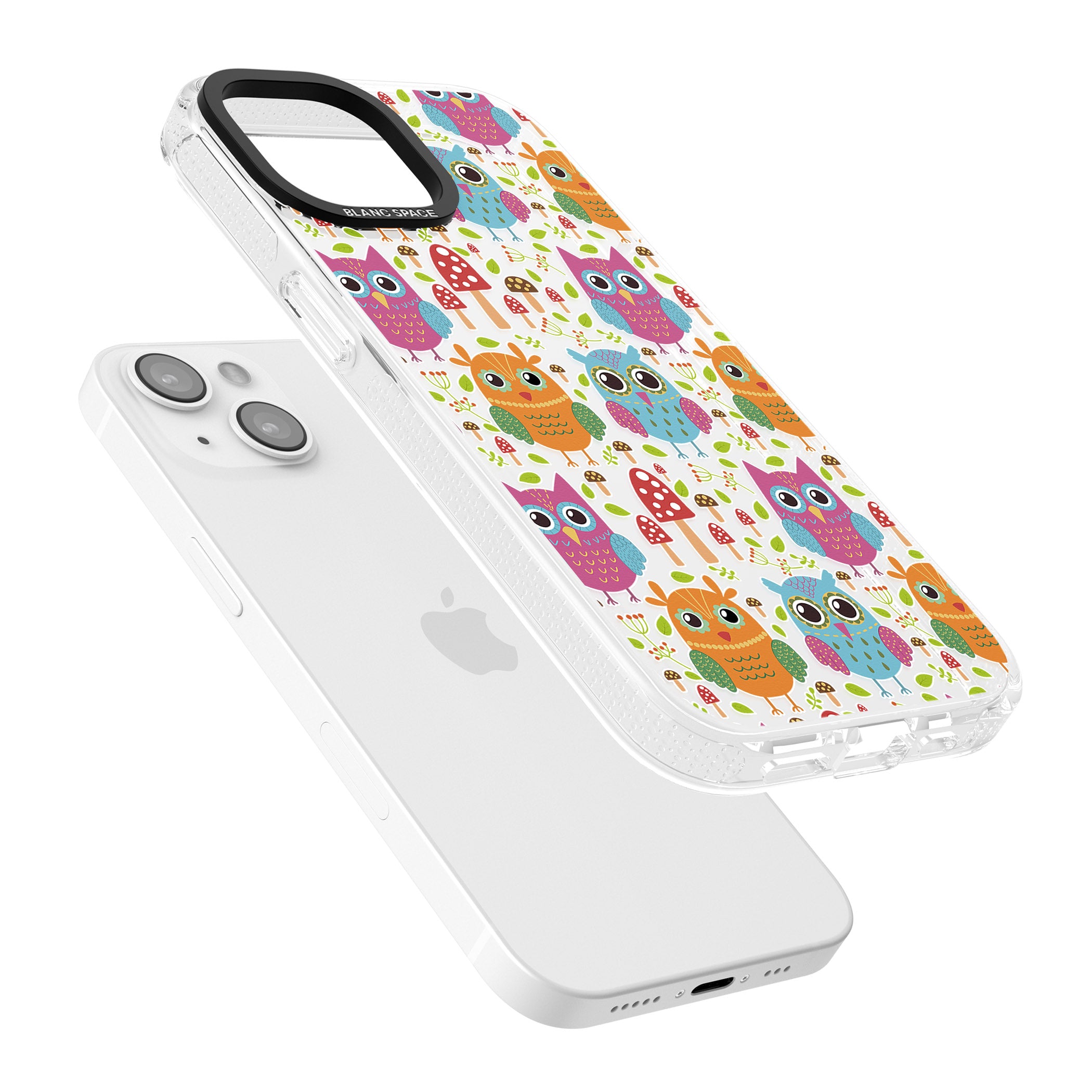 Forrest Owl Clear Pattern iPhone 15 / 14 / 13 Clear Case Impact Air - Blanc Space