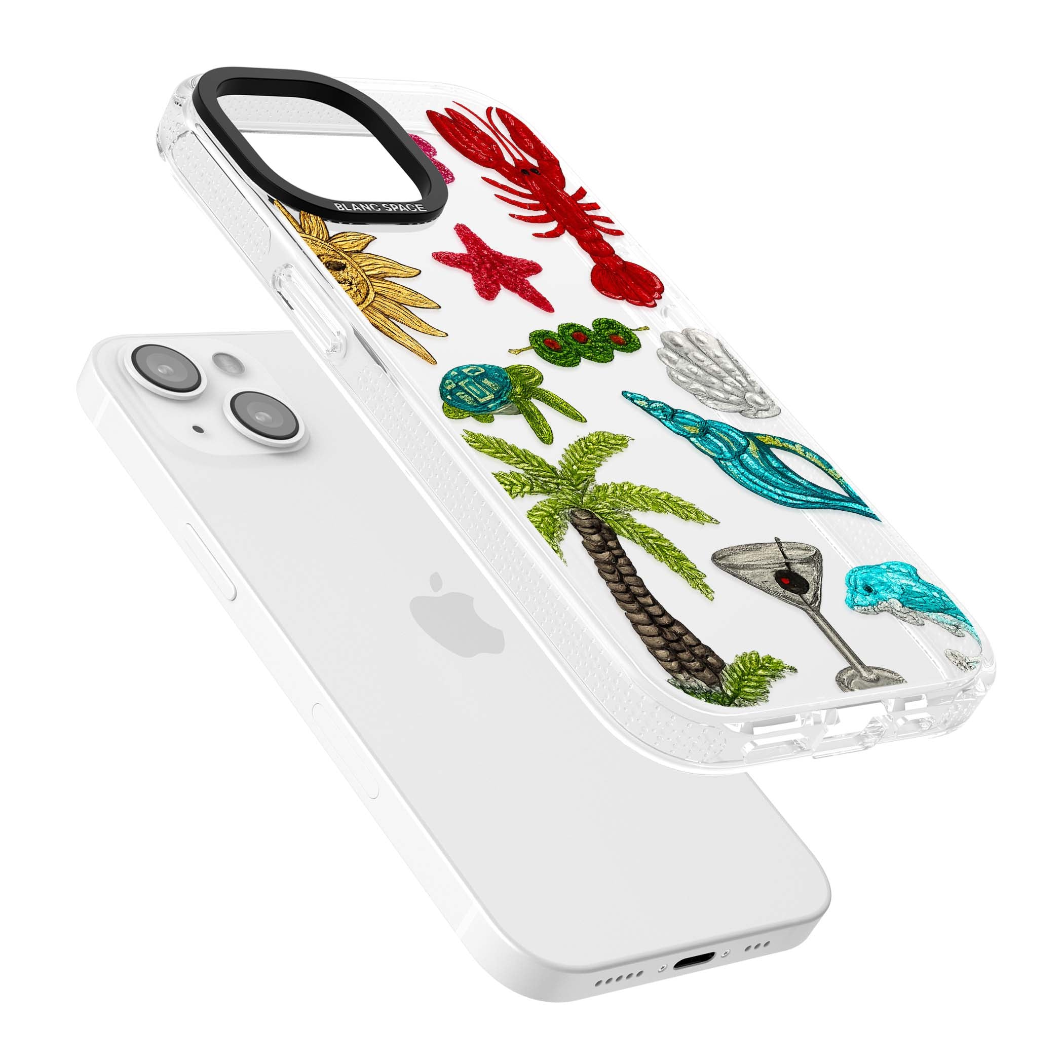 Painted Coastal Pattern coastal iPhone case | Clear Case Impact Air case for iPhone 15, iPhone 15 Plus