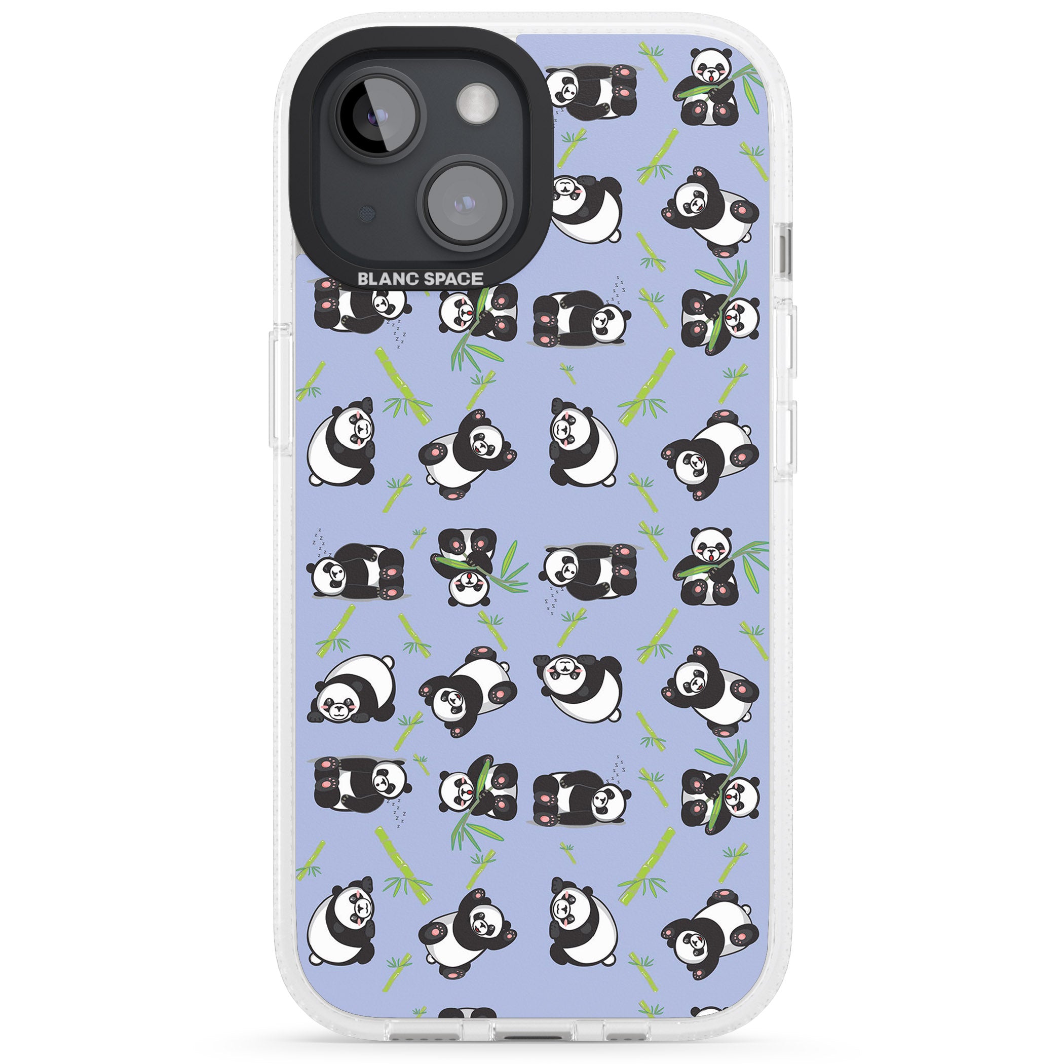 Panda Pattern iPhone 15 / 14 / 13 Clear Case Impact Air - Blanc Space