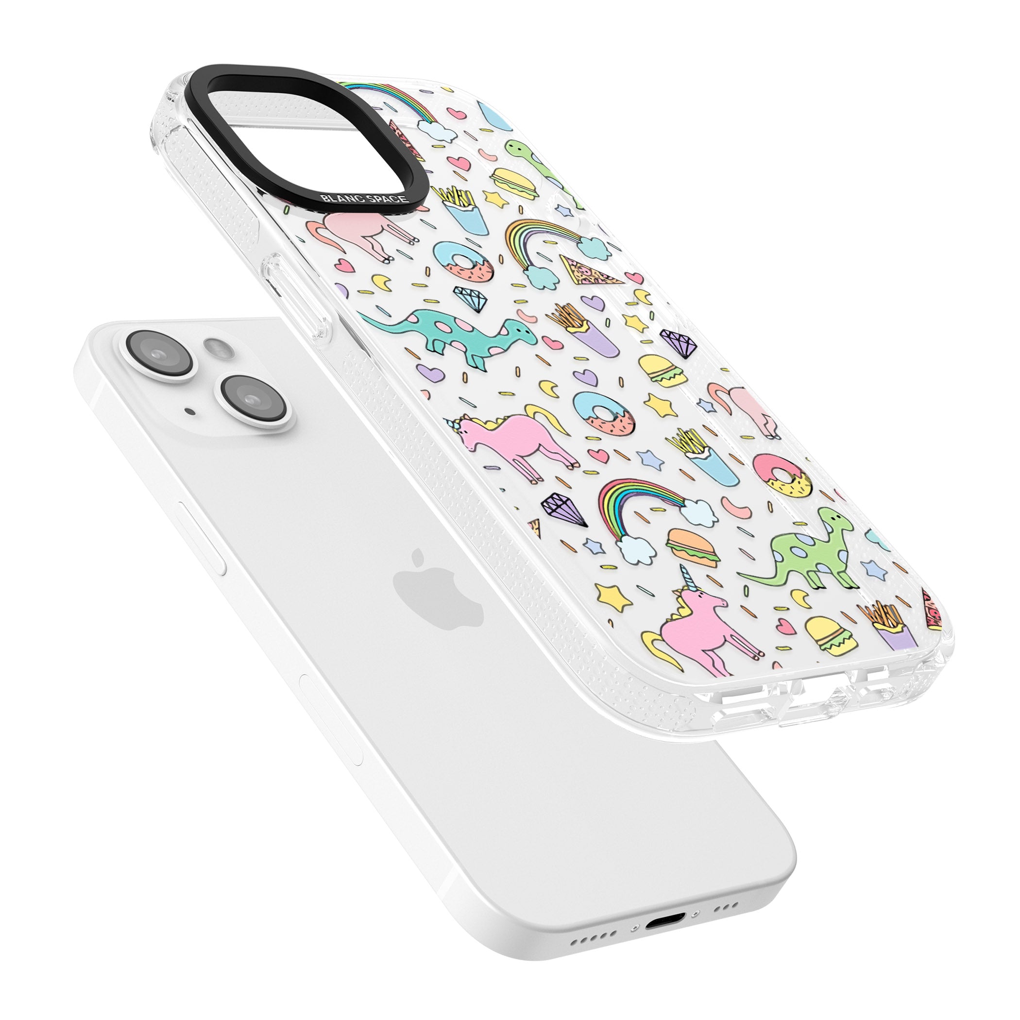 Cute Pattern iPhone 15 / 14 / 13 Clear Case Impact Air - Blanc Space
