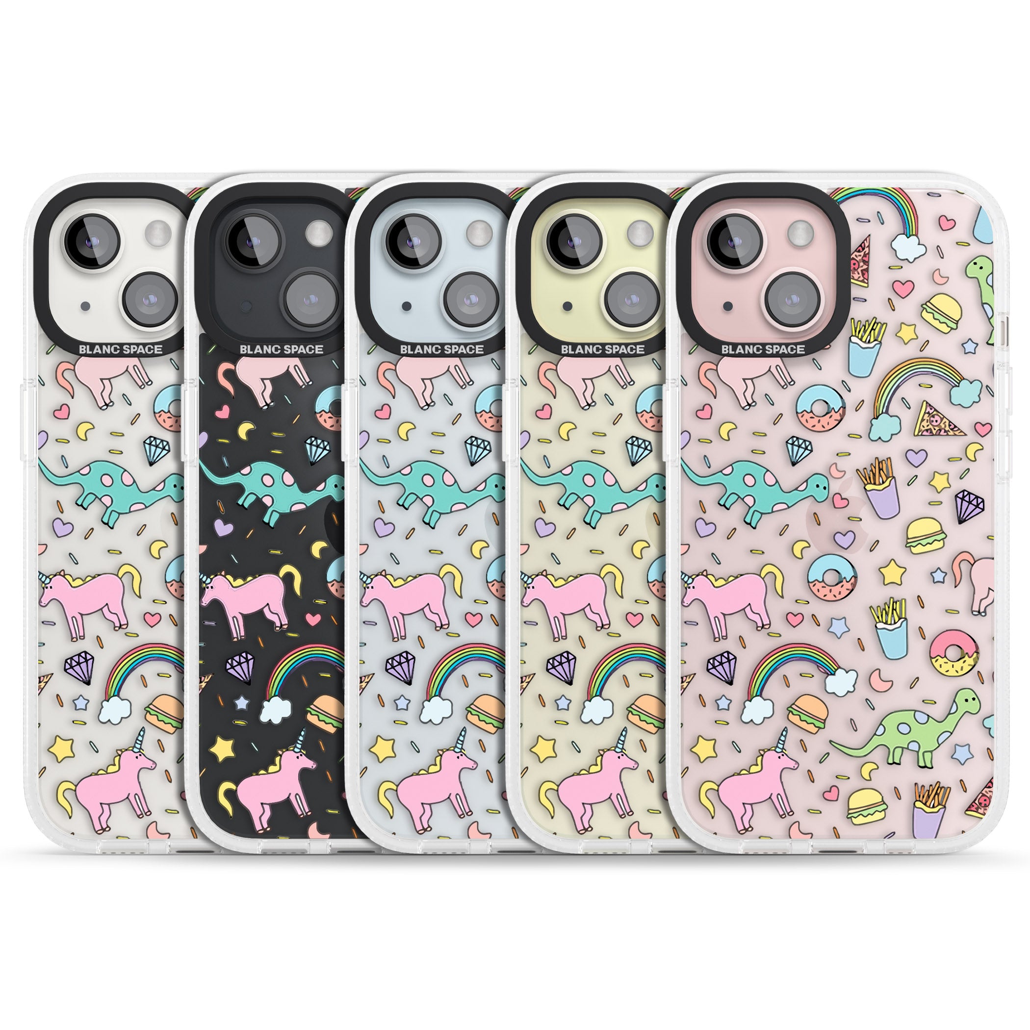 Cute Pattern iPhone 15 / 14 / 13 Clear Case Impact Air - Blanc Space