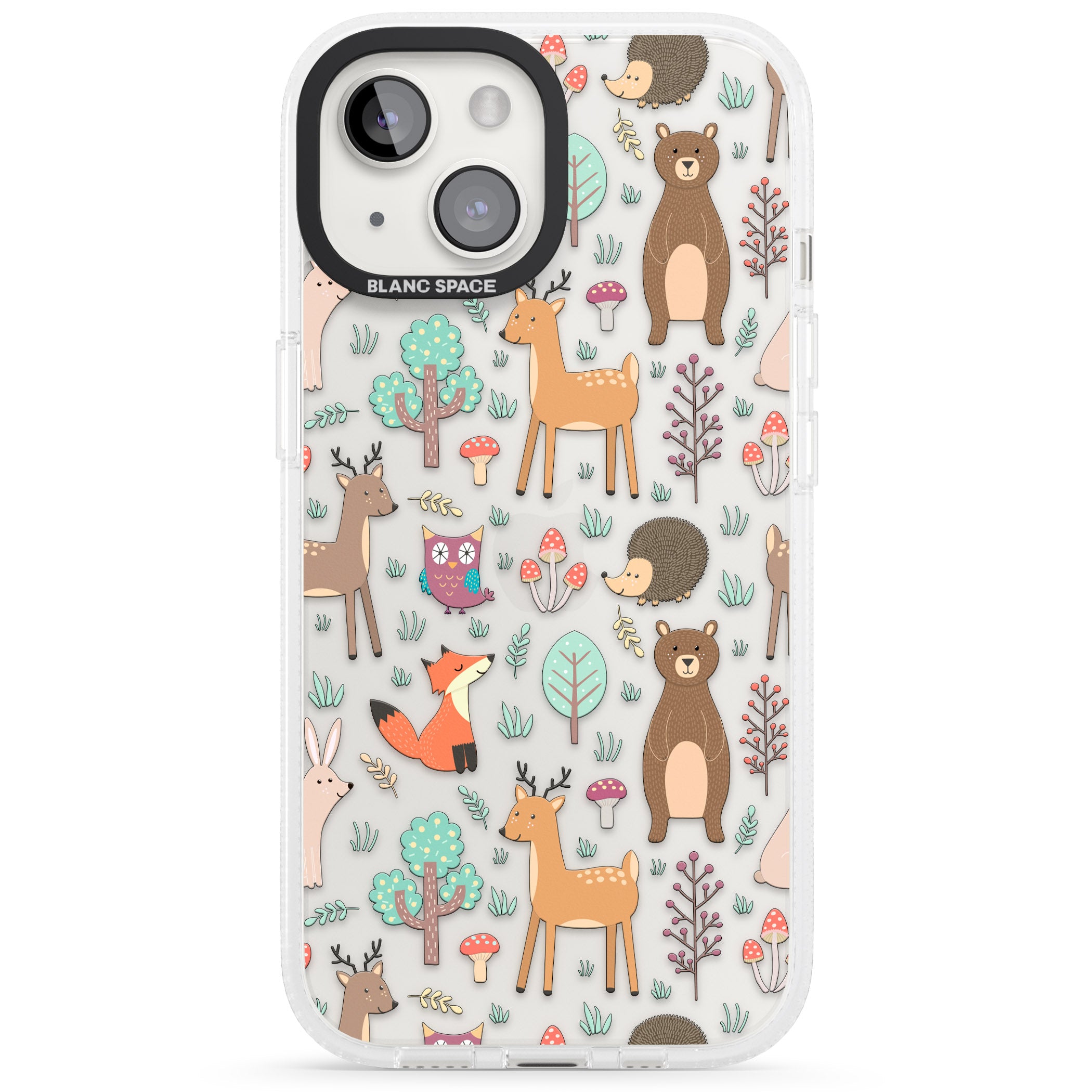 Wildlife Pattern iPhone 15 / 14 / 13 Clear Case Impact Air - Blanc Space