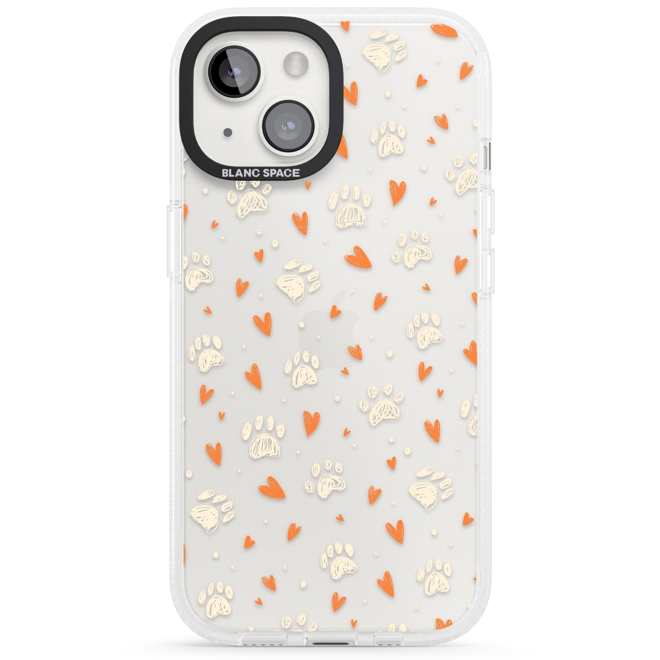 Paws & Hearts Pattern (Clear) iPhone 15 / 14 / 13 Clear Case Impact Air - Blanc Space