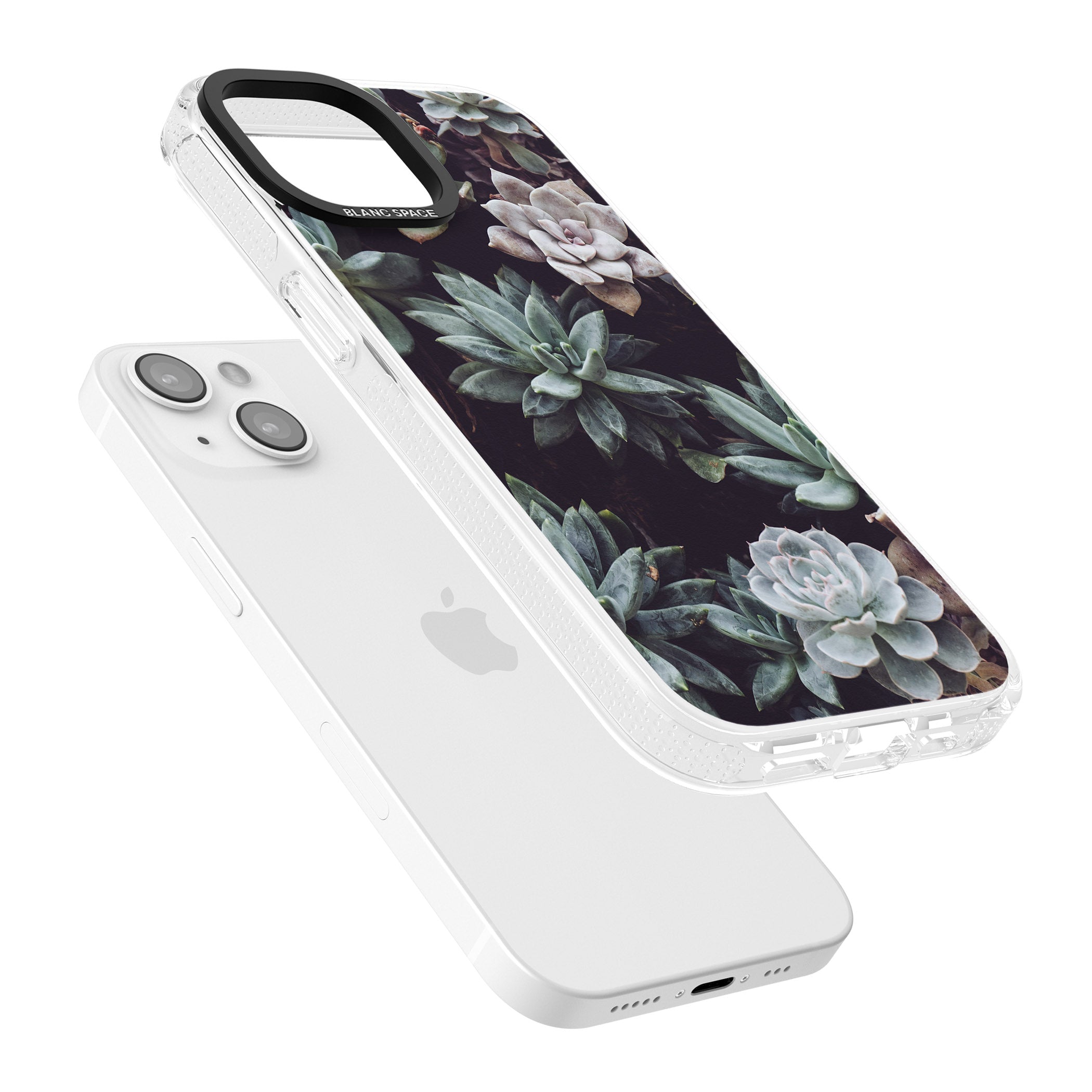 Mixed Succulents - Real Botanical Photographs iPhone 15 / 14 / 13 Clear Case Impact Air - Blanc Space